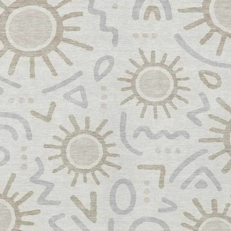 3' X 5' Ivory And Linen Geometric Washable Indoor Outdoor Area Rug Homeroots Outdoor
