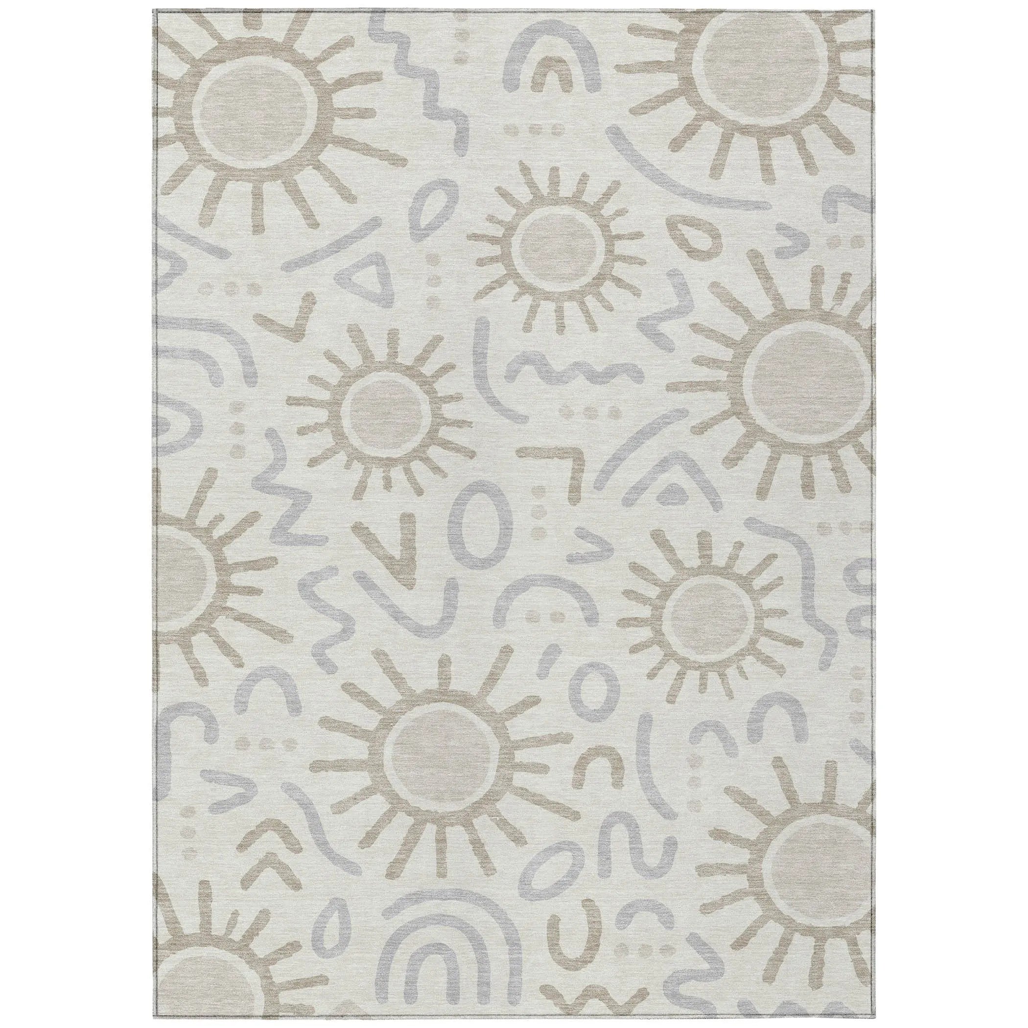 3' X 5' Ivory And Linen Geometric Washable Indoor Outdoor Area Rug Homeroots Outdoor