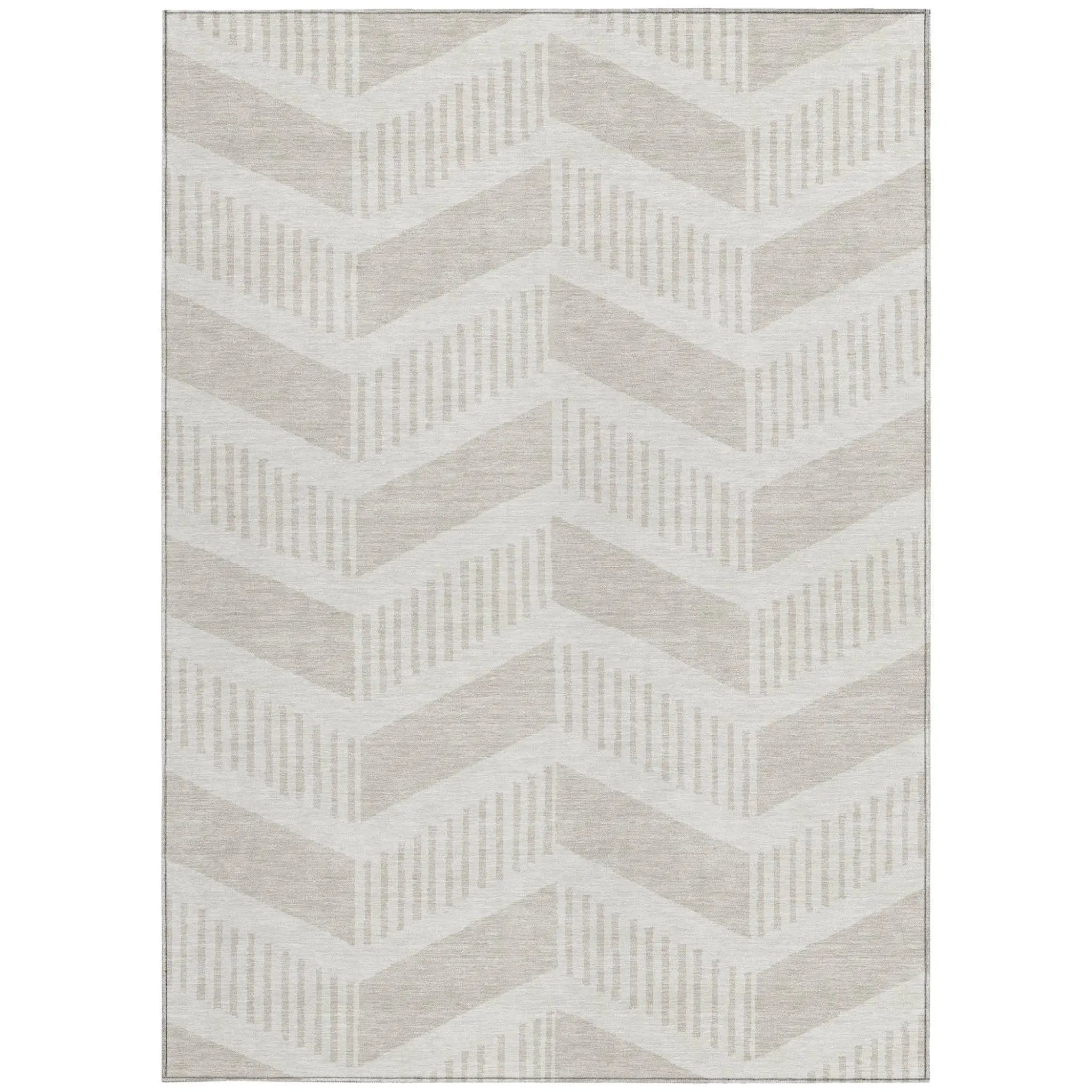 3' X 5' Ivory And Linen Geometric Washable Indoor Outdoor Area Rug Homeroots Outdoor