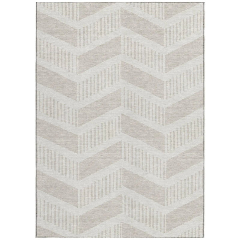3' X 5' Ivory And Linen Geometric Washable Indoor Outdoor Area Rug Homeroots Outdoor