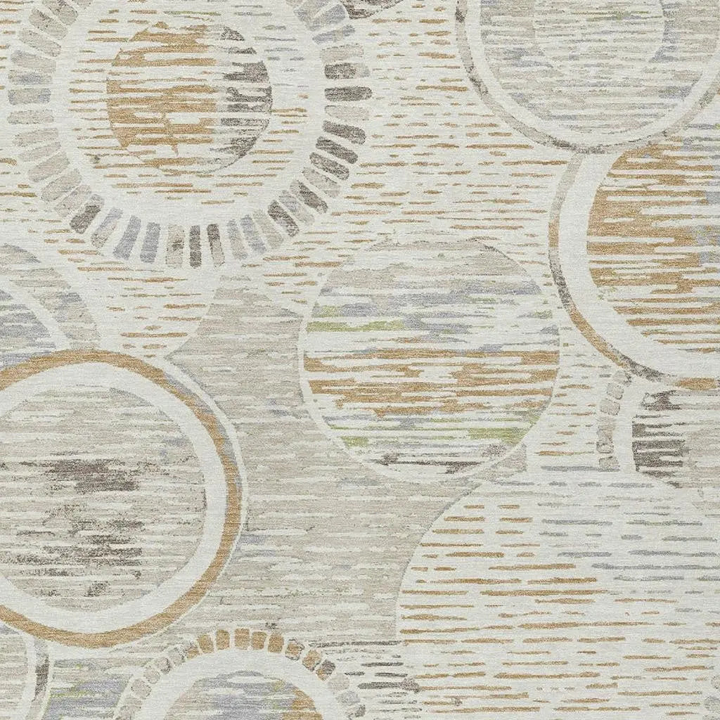3' X 5' Ivory And Linen Geometric Washable Indoor Outdoor Area Rug Homeroots Outdoor