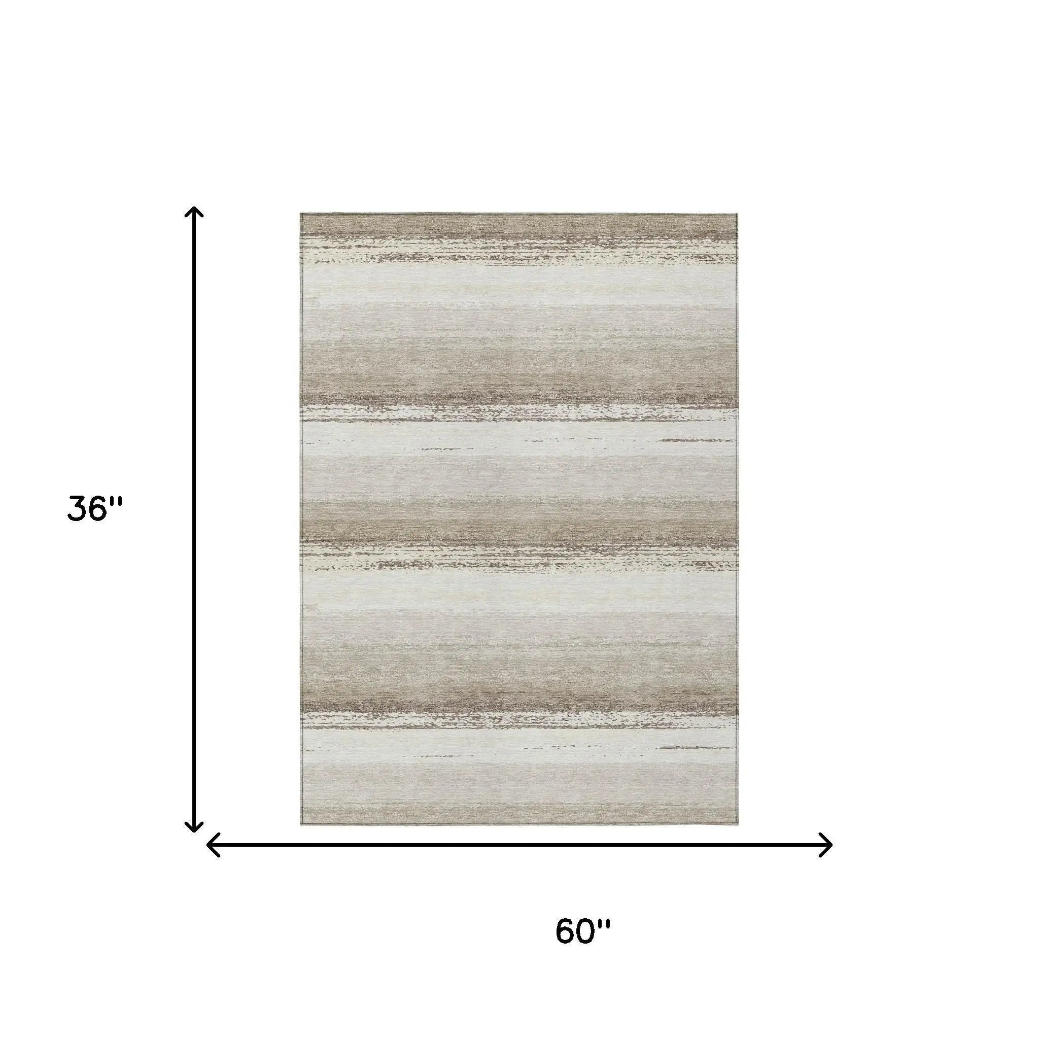 3' X 5' Ivory And Linen Striped Washable Indoor Outdoor Area Rug Homeroots Outdoor