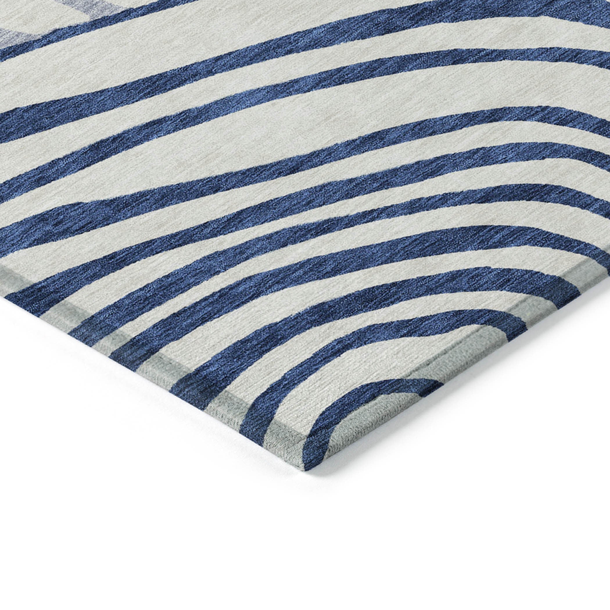 3' X 5' Ivory And Navy Blue Abstract Washable Indoor Outdoor Area Rug - GreatEagleInc