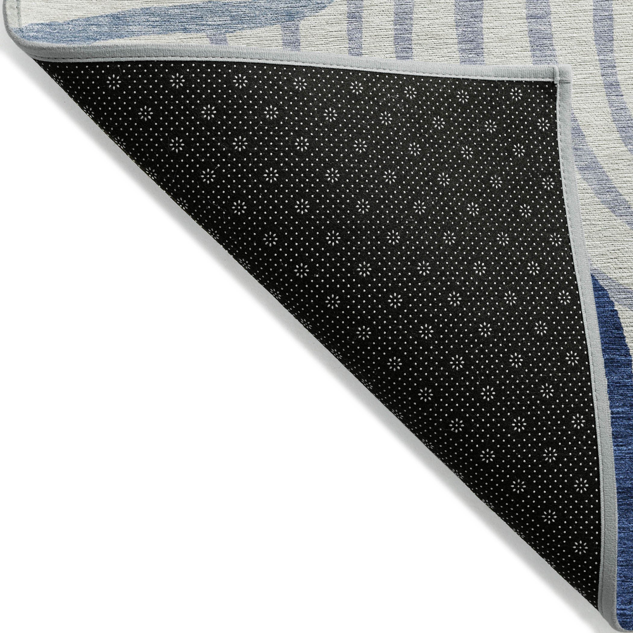 3' X 5' Ivory And Navy Blue Abstract Washable Indoor Outdoor Area Rug - GreatEagleInc