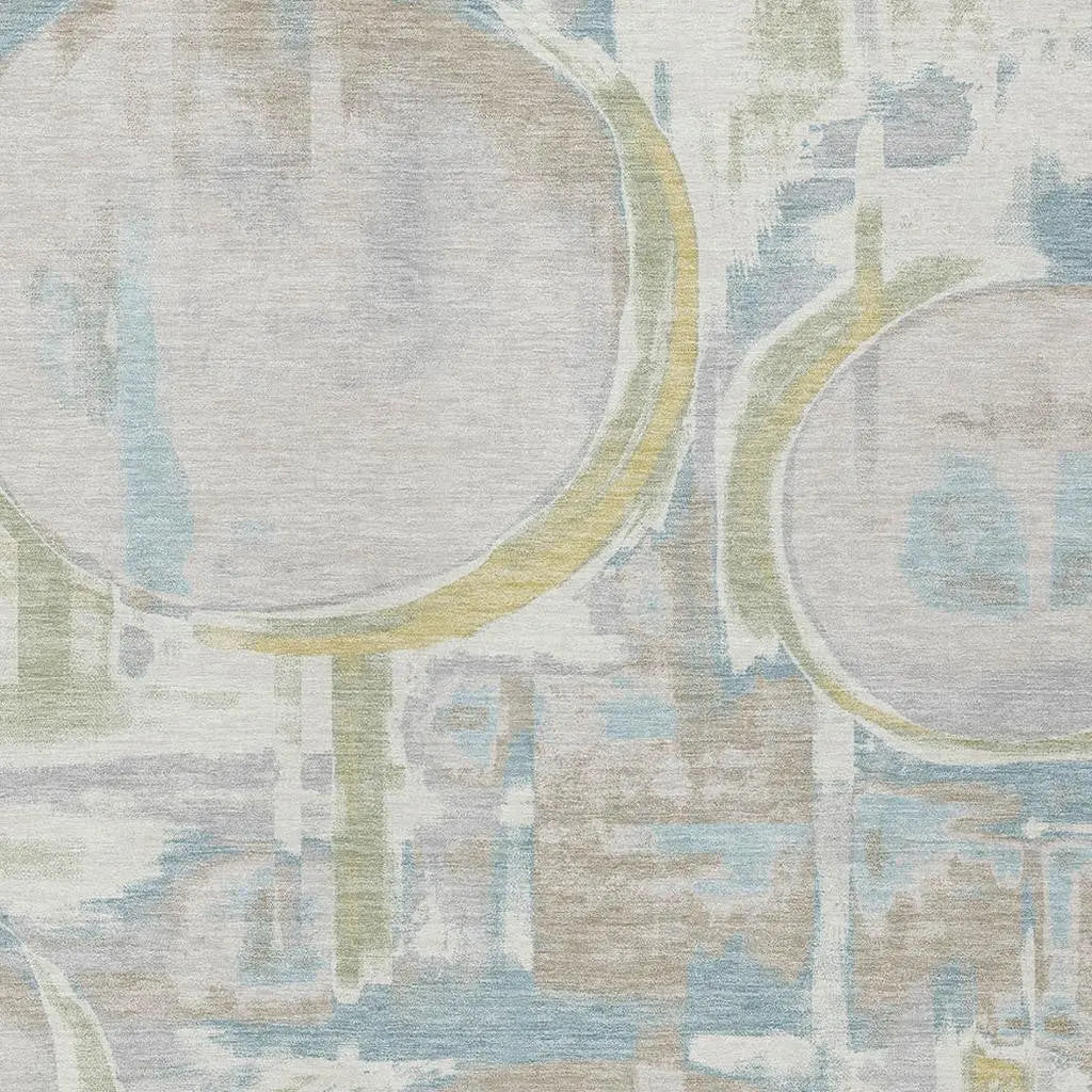 3' X 5' Ivory And Pearl Abstract Washable Indoor Outdoor Area Rug Homeroots Outdoor