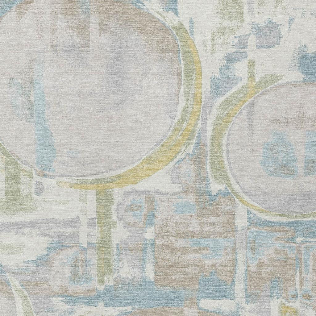 3' X 5' Ivory And Pearl Abstract Washable Indoor Outdoor Area Rug Homeroots Outdoor