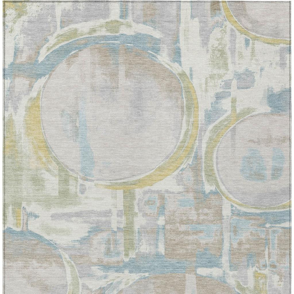 3' X 5' Ivory And Pearl Abstract Washable Indoor Outdoor Area Rug Homeroots Outdoor