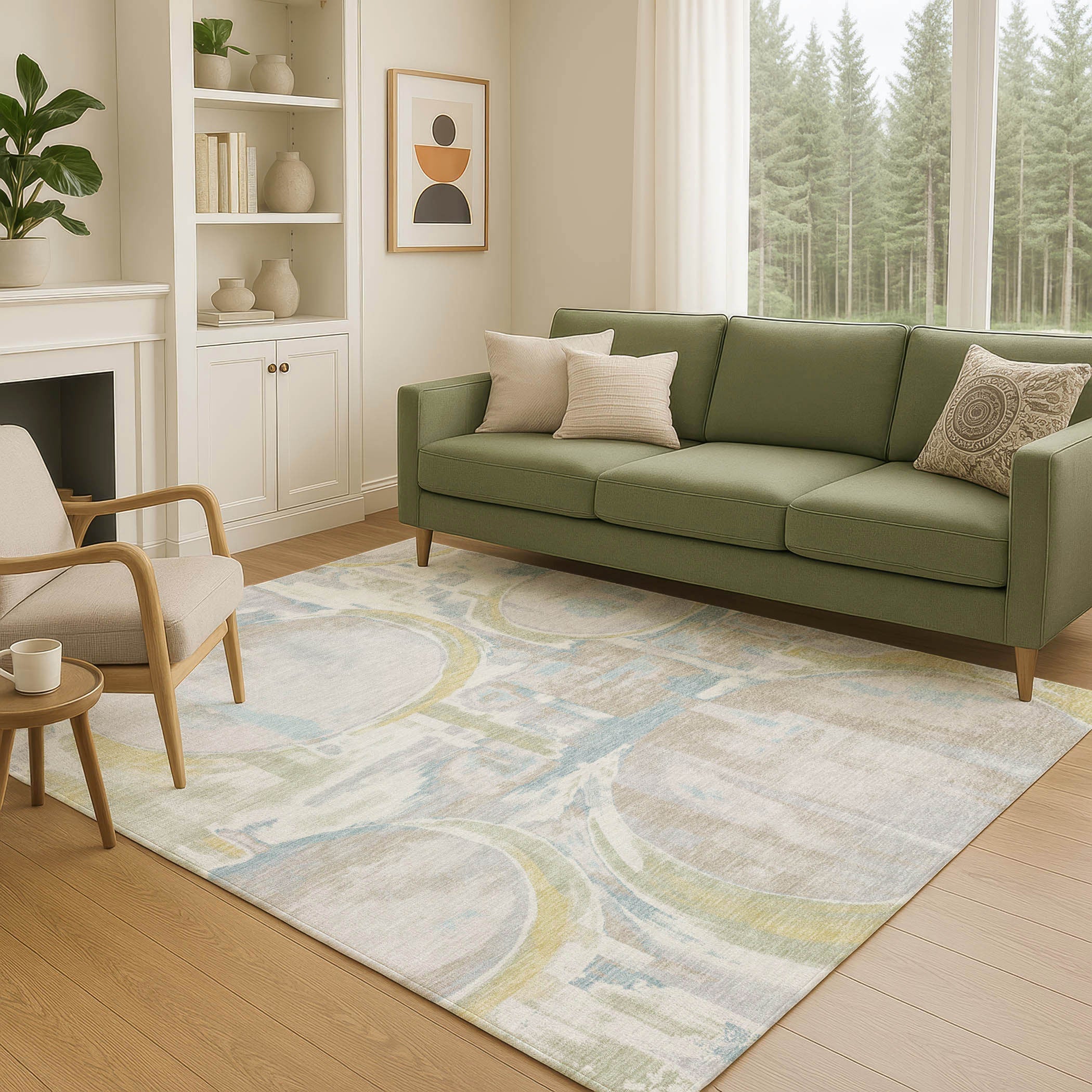 3' X 5' Ivory And Pearl Abstract Washable Indoor Outdoor Area Rug Homeroots Outdoor