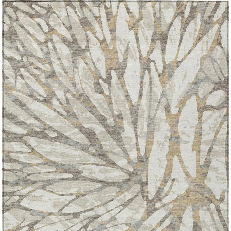 3' X 5' Ivory And Pewter Abstract Washable Indoor Outdoor Area Rug Homeroots Outdoor