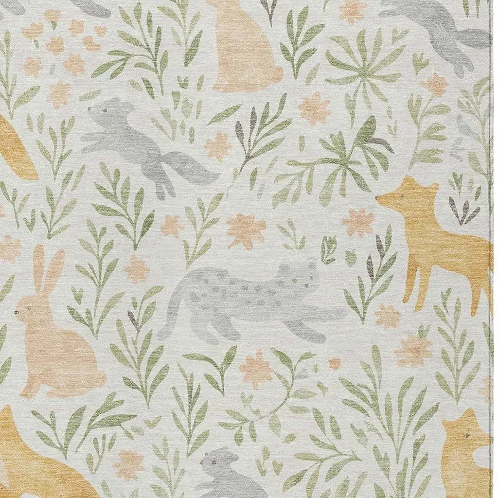 3' X 5' Ivory And Pink Botanical Leaves Washable Indoor Outdoor Area Rug Homeroots Outdoor
