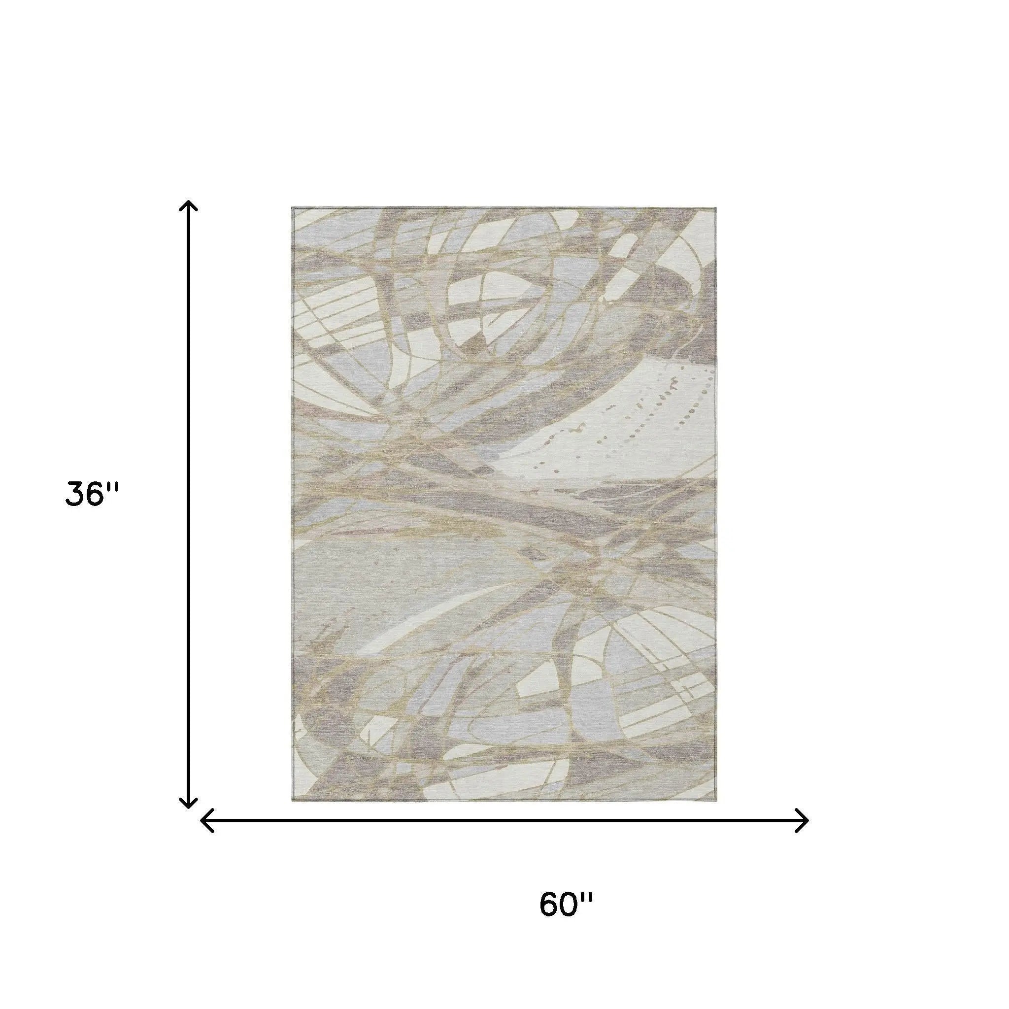 3' X 5' Ivory And Silver Abstract Washable Indoor Outdoor Area Rug Homeroots Outdoor