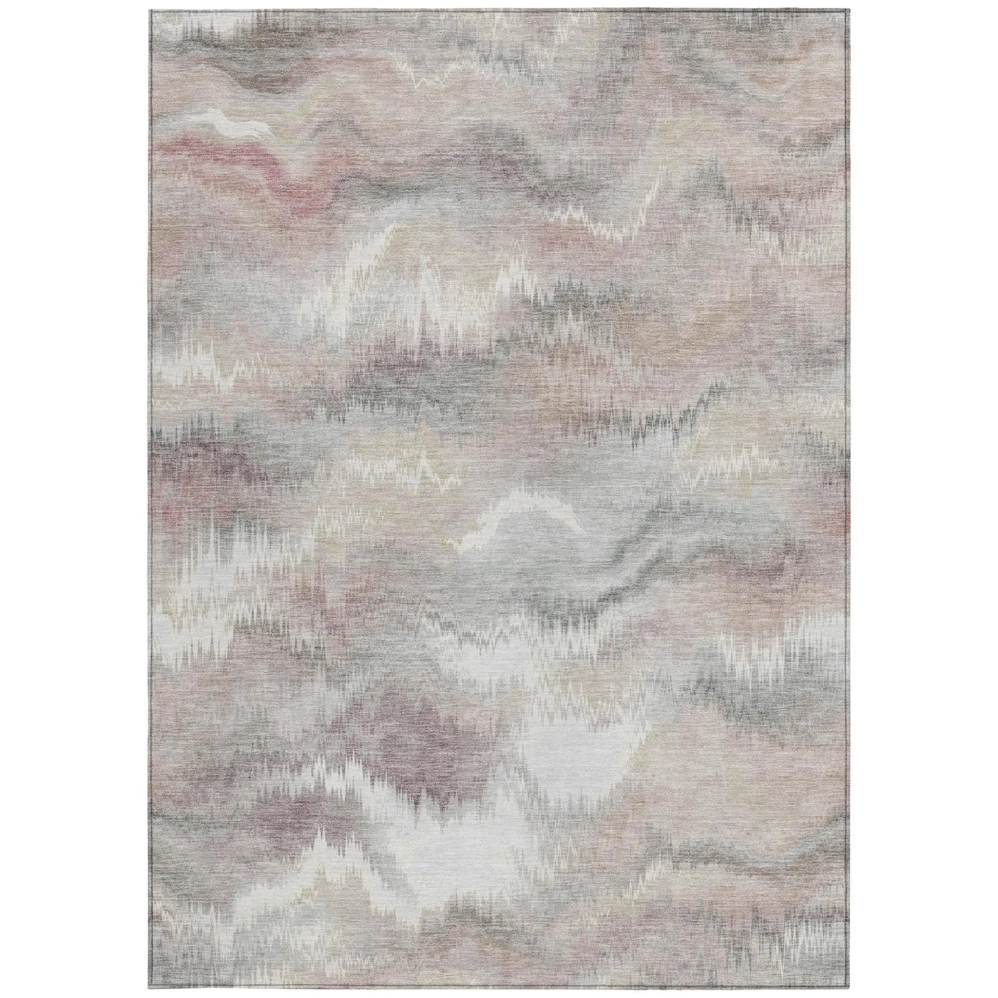 3' X 5' Ivory And Silver Abstract Washable Indoor Outdoor Area Rug Homeroots Outdoor