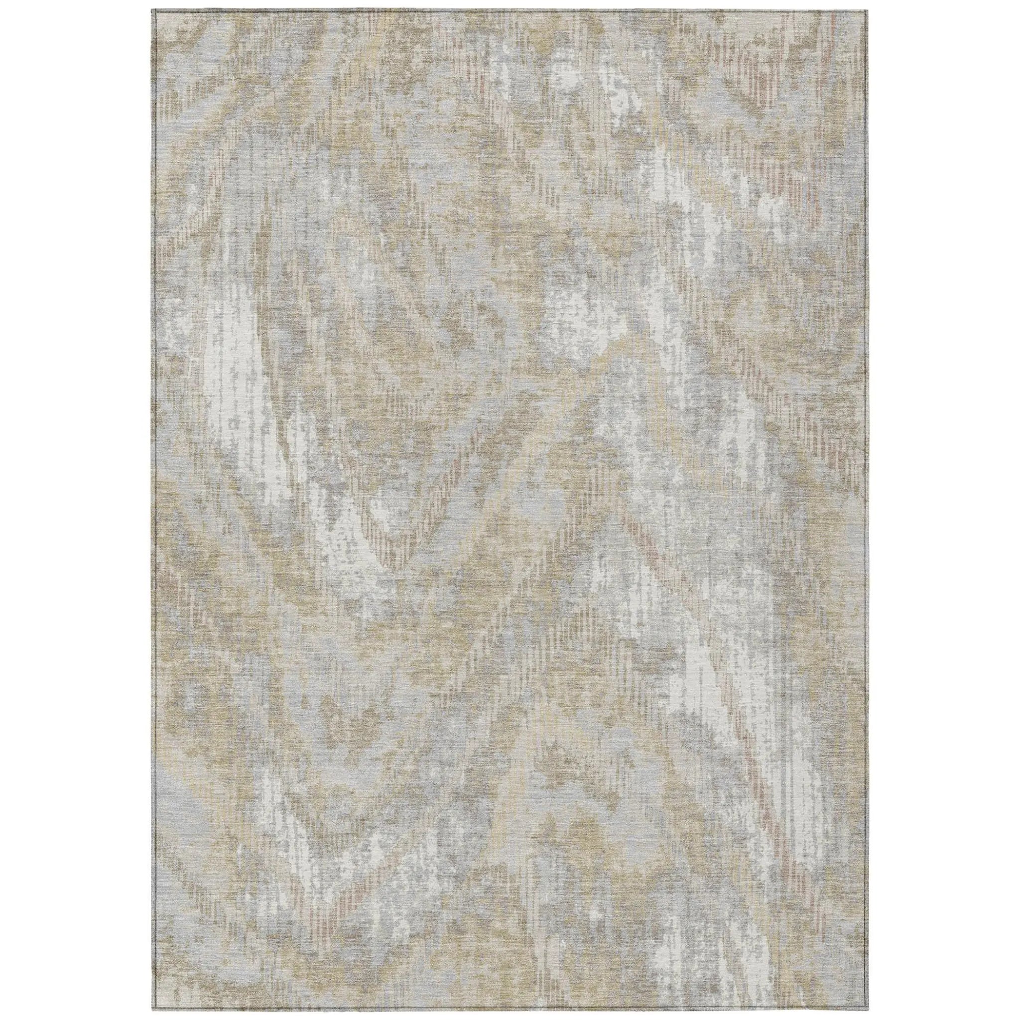 3' X 5' Ivory And Silver Abstract Washable Indoor Outdoor Area Rug Homeroots Outdoor