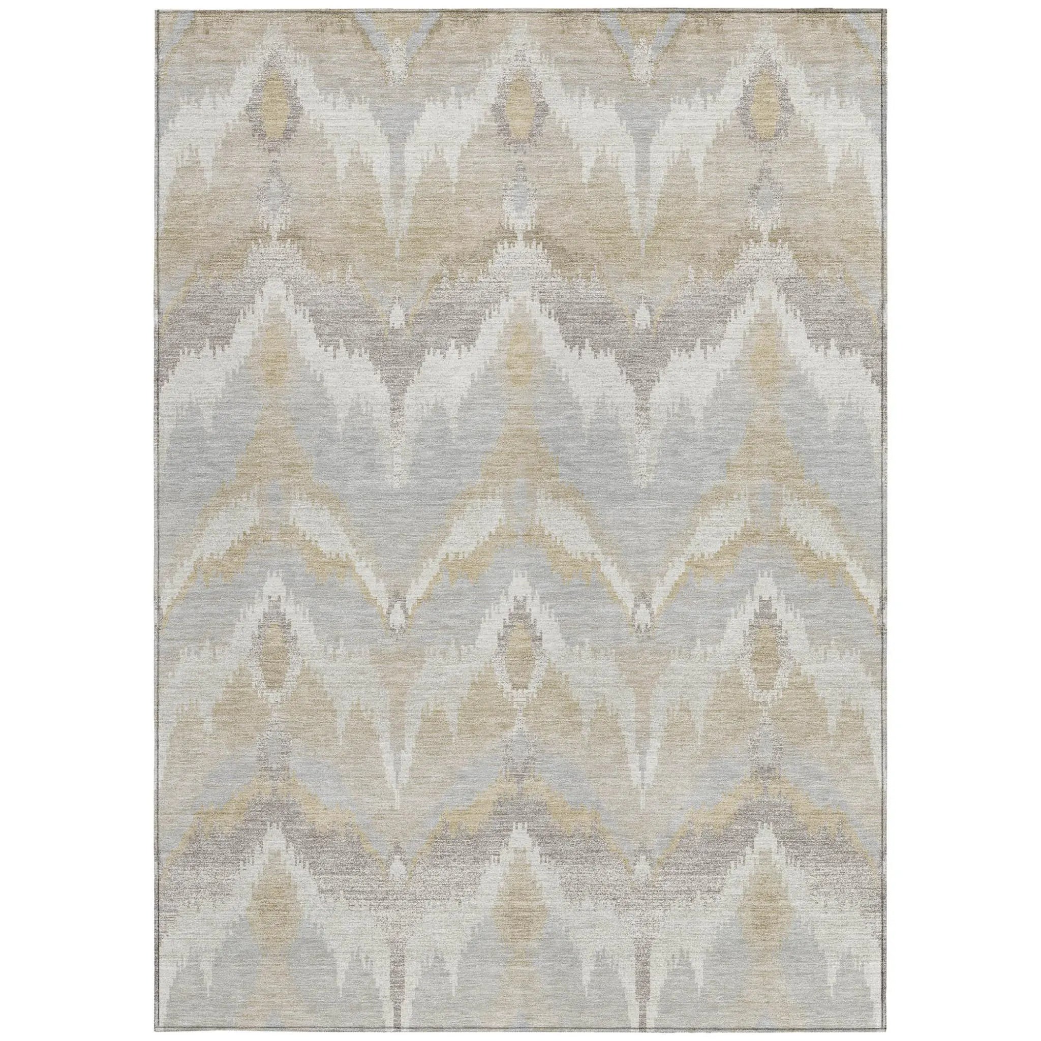3' X 5' Ivory And Silver Abstract Washable Indoor Outdoor Area Rug Homeroots Outdoor