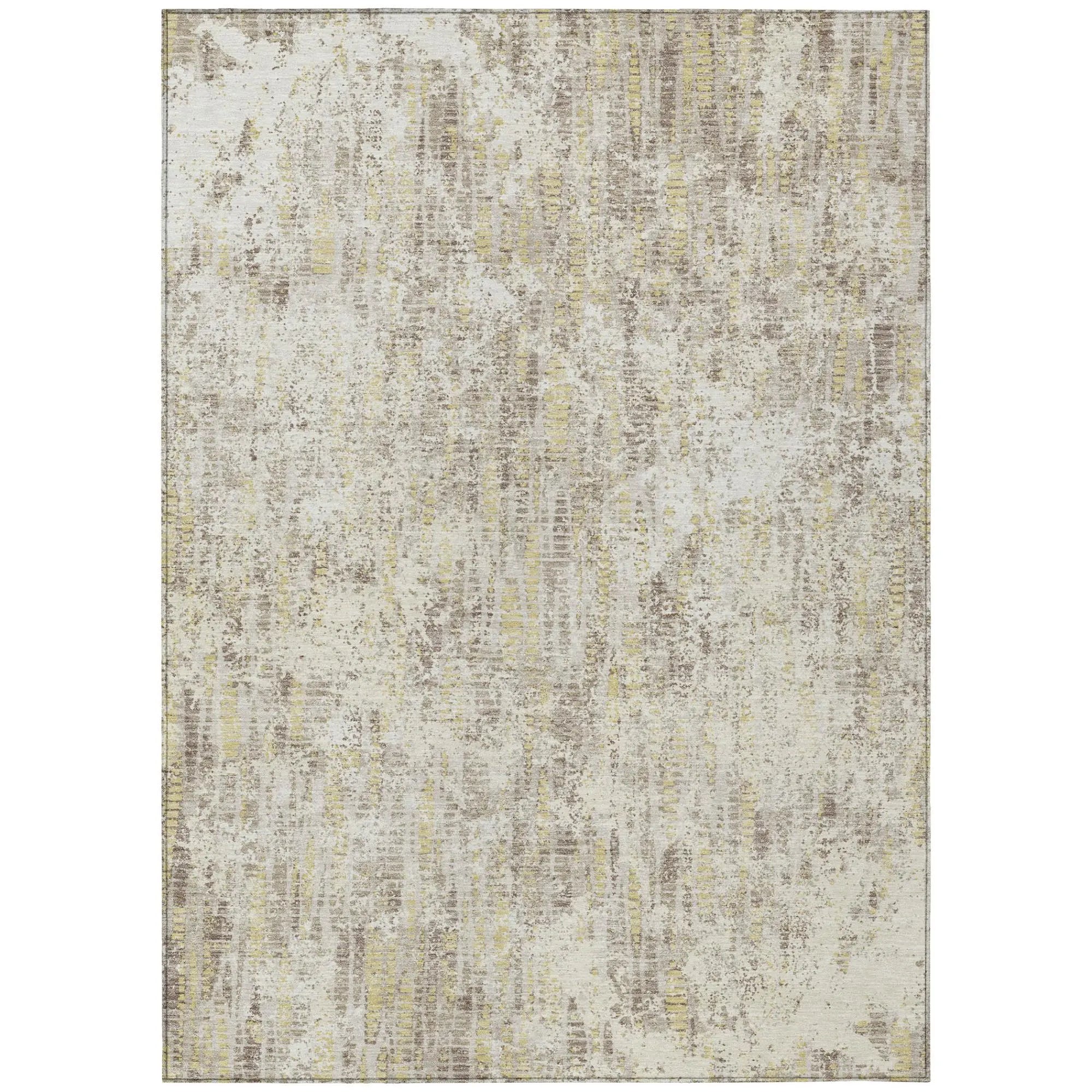 3' X 5' Ivory And Silver Abstract Washable Indoor Outdoor Area Rug Homeroots Outdoor