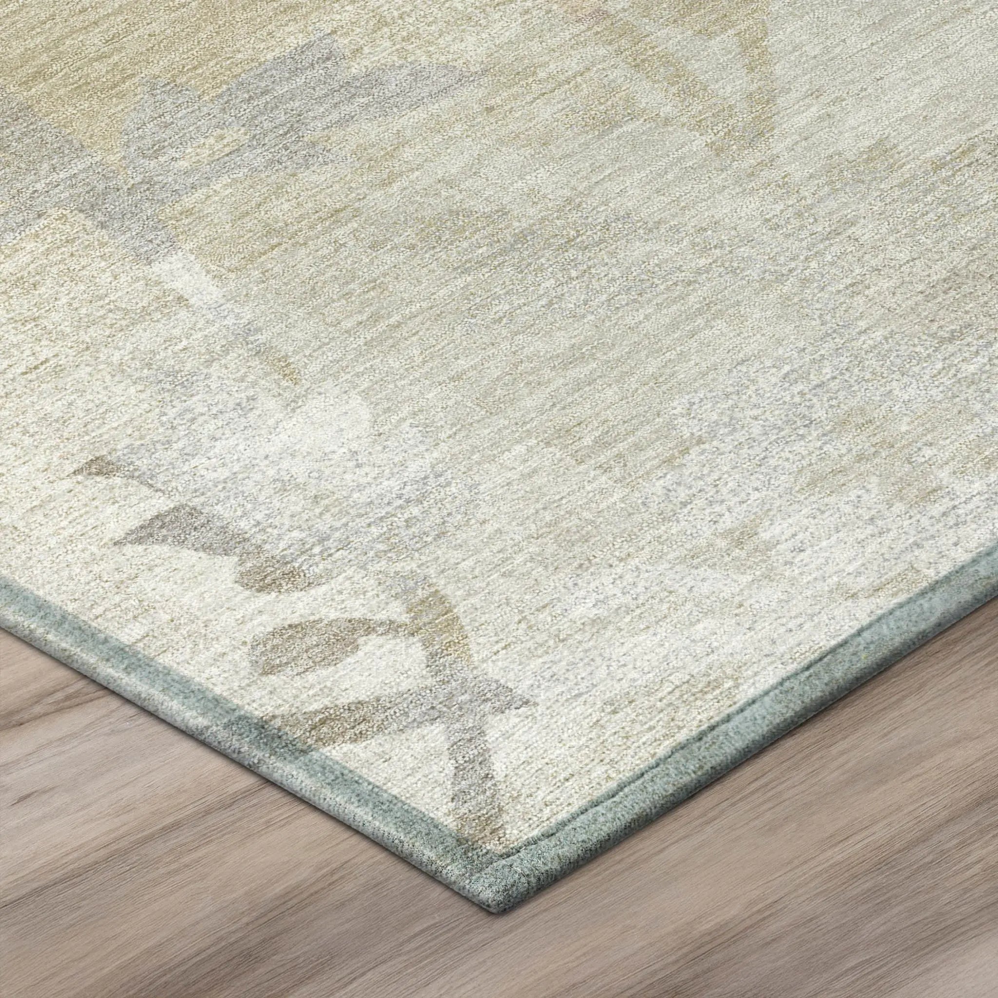 3' X 5' Ivory And Silver Botanical Leaves Washable Indoor Outdoor Area Rug Homeroots Outdoor