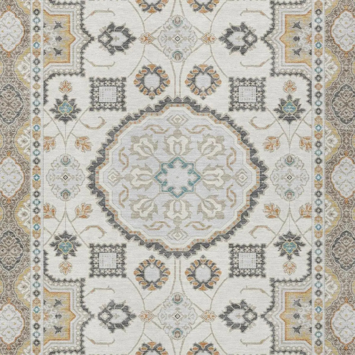 3' X 5' Ivory And Silver Floral Medallion Washable Indoor Outdoor Area Rug Homeroots Outdoor