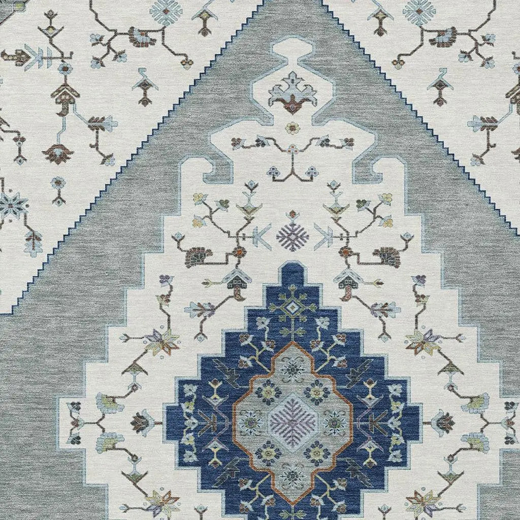 3' X 5' Ivory And Silver Geometric Washable Indoor Outdoor Area Rug Homeroots Outdoor