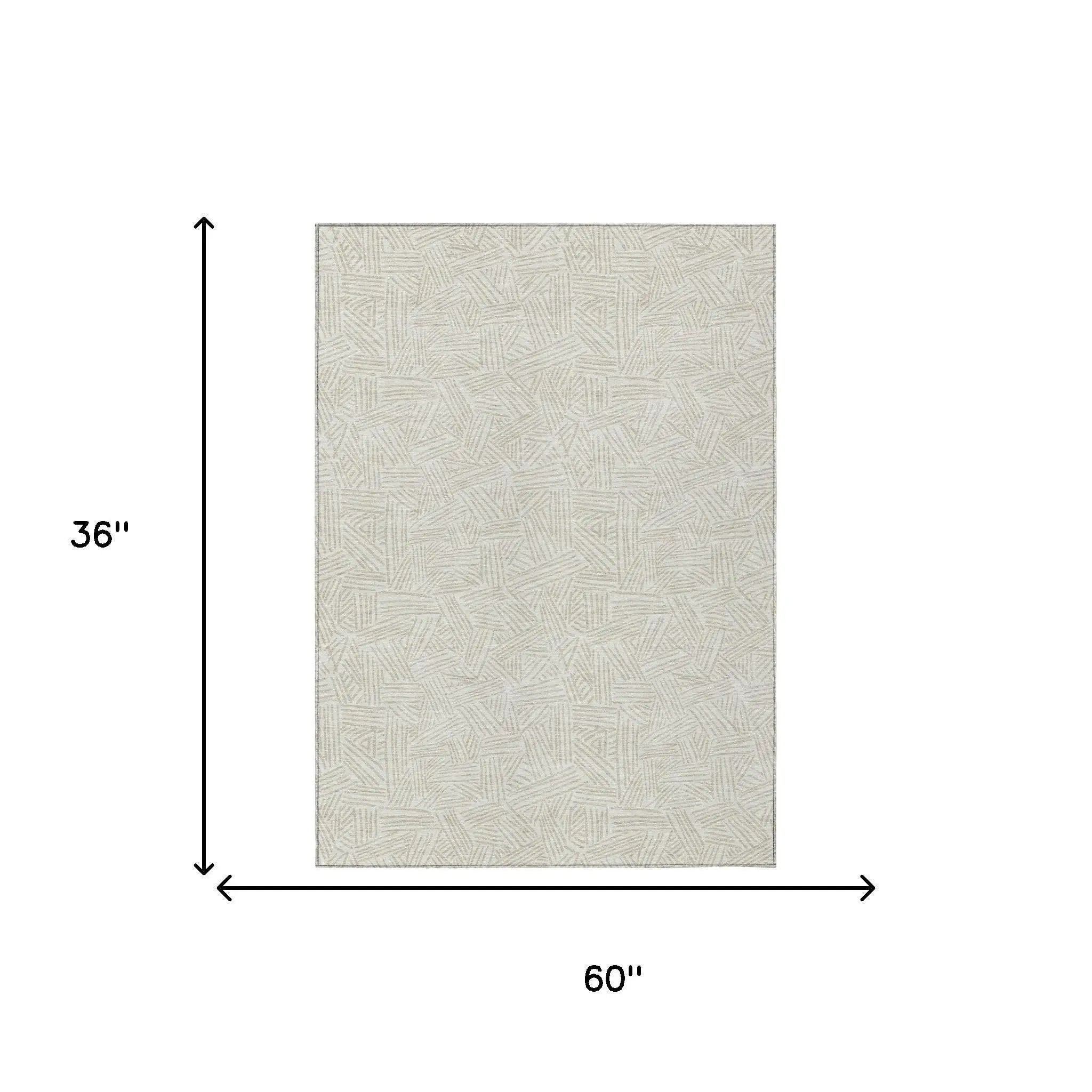 3' X 5' Ivory And Silver Geometric Washable Indoor Outdoor Area Rug Homeroots Outdoor