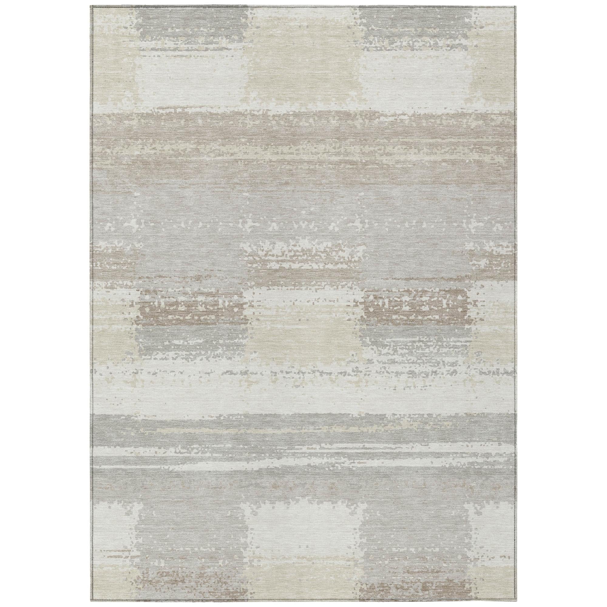 3' X 5' Ivory And Silver Geometric Washable Indoor Outdoor Area Rug Homeroots Outdoor