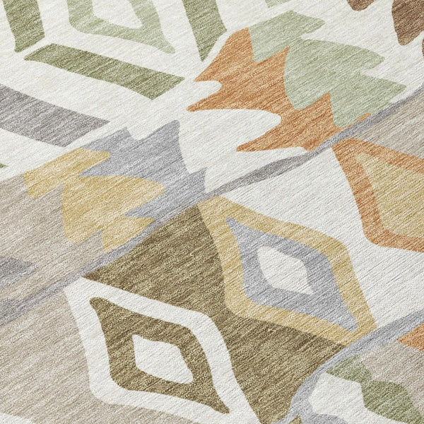 3' X 5' Ivory And Silver Geometric Washable Indoor Outdoor Area Rug Homeroots Outdoor