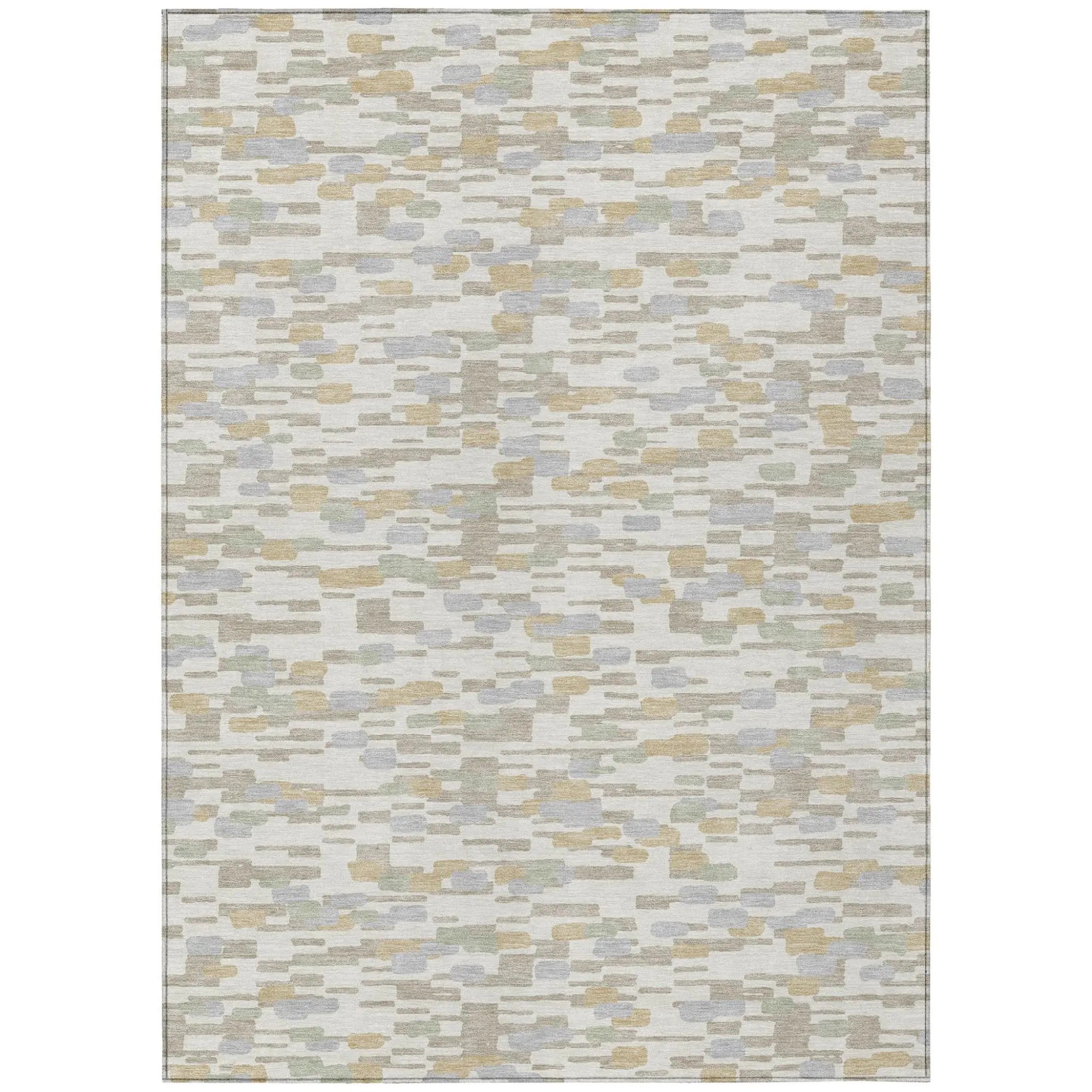 3' X 5' Ivory And Silver Geometric Washable Indoor Outdoor Area Rug Homeroots Outdoor
