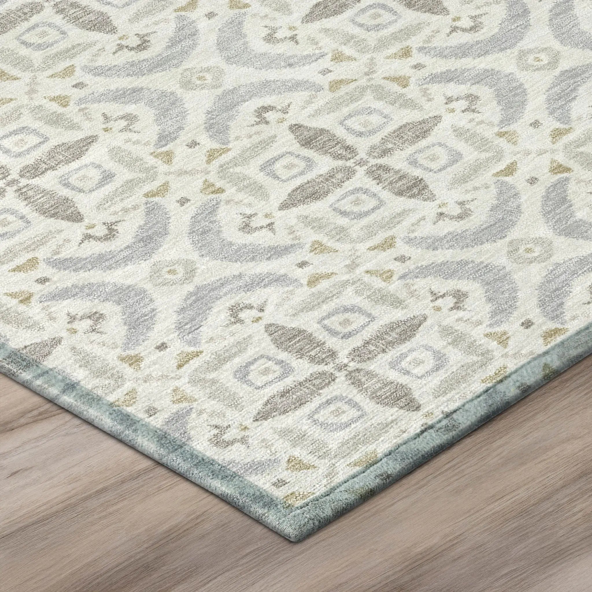 3' X 5' Ivory And Silver Geometric Washable Indoor Outdoor Area Rug Homeroots Outdoor