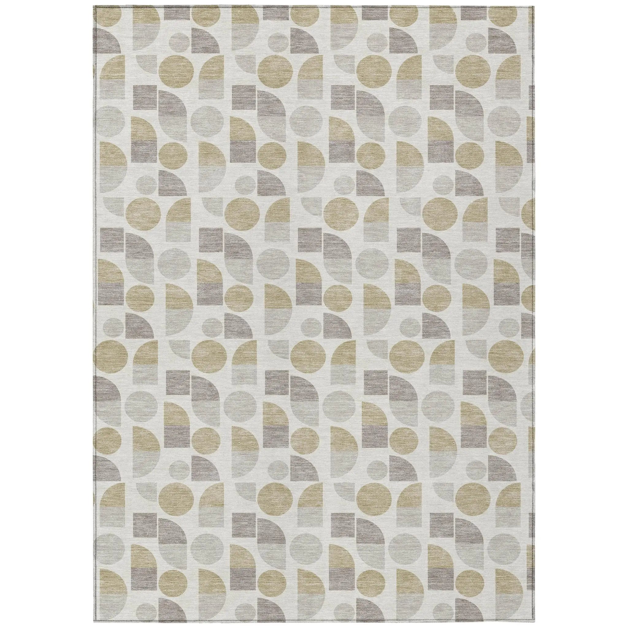3' X 5' Ivory And Silver Geometric Washable Indoor Outdoor Area Rug Homeroots Outdoor