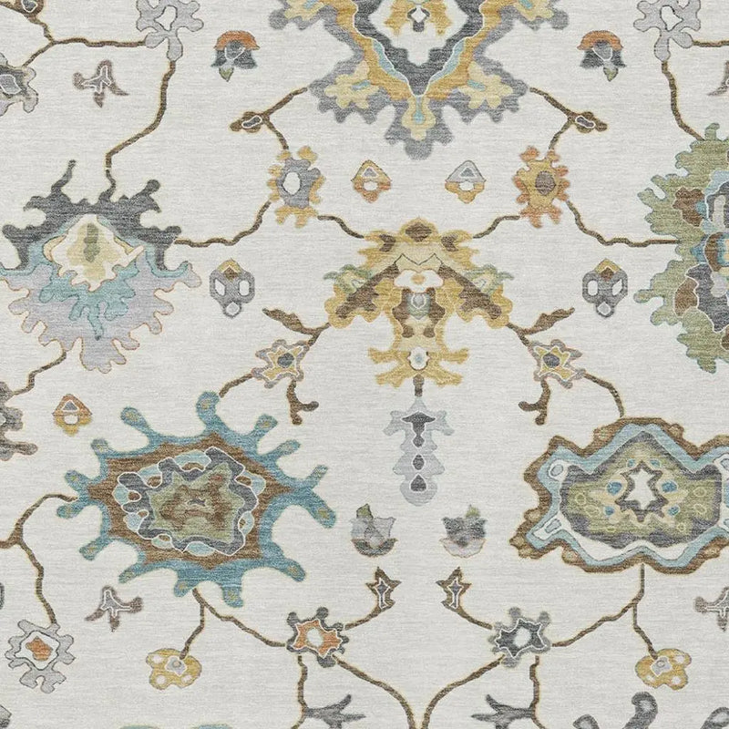 3' X 5' Ivory And Silver Oriental Washable Indoor Outdoor Area Rug Homeroots Outdoor