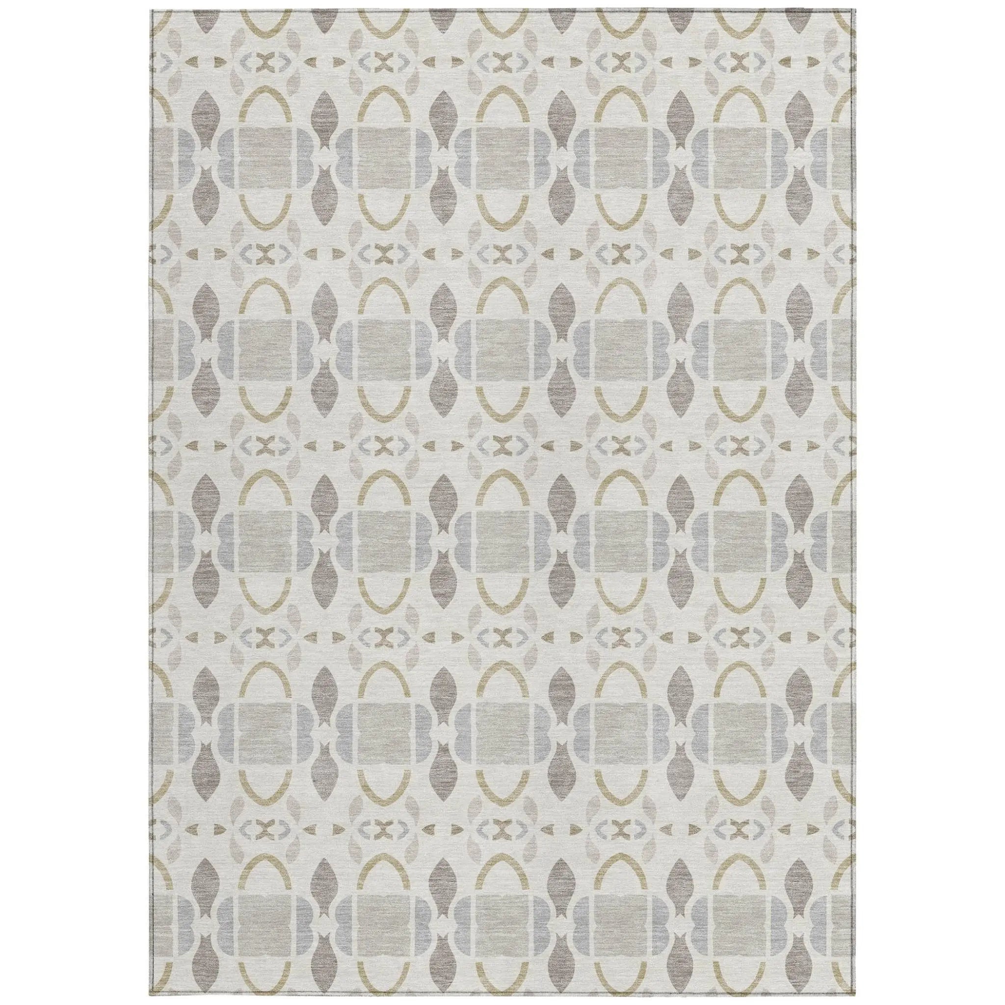 3' X 5' Ivory And Silver Striped Washable Indoor Outdoor Area Rug Homeroots Outdoor