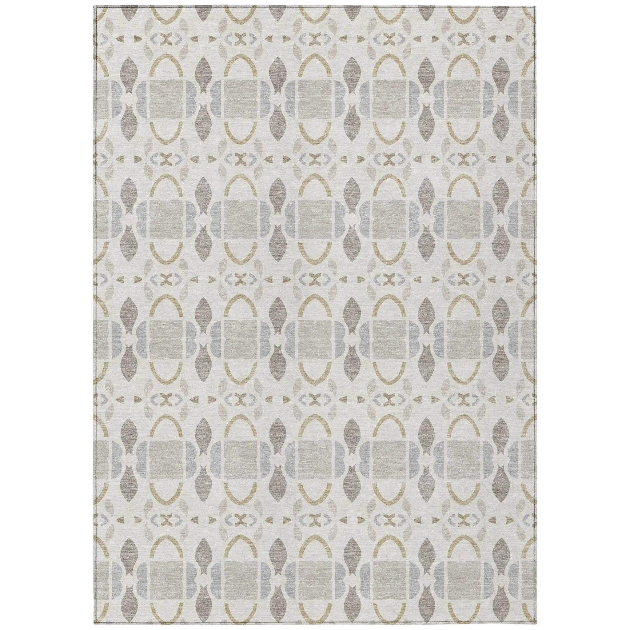 3' X 5' Ivory And Silver Striped Washable Indoor Outdoor Area Rug Homeroots Outdoor
