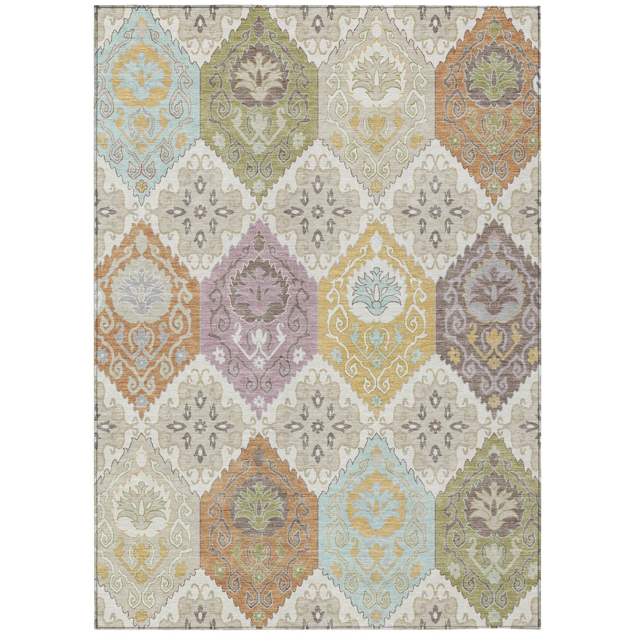3' X 5' Ivory And Sky Blue Geometric Washable Indoor Outdoor Area Rug Homeroots Outdoor