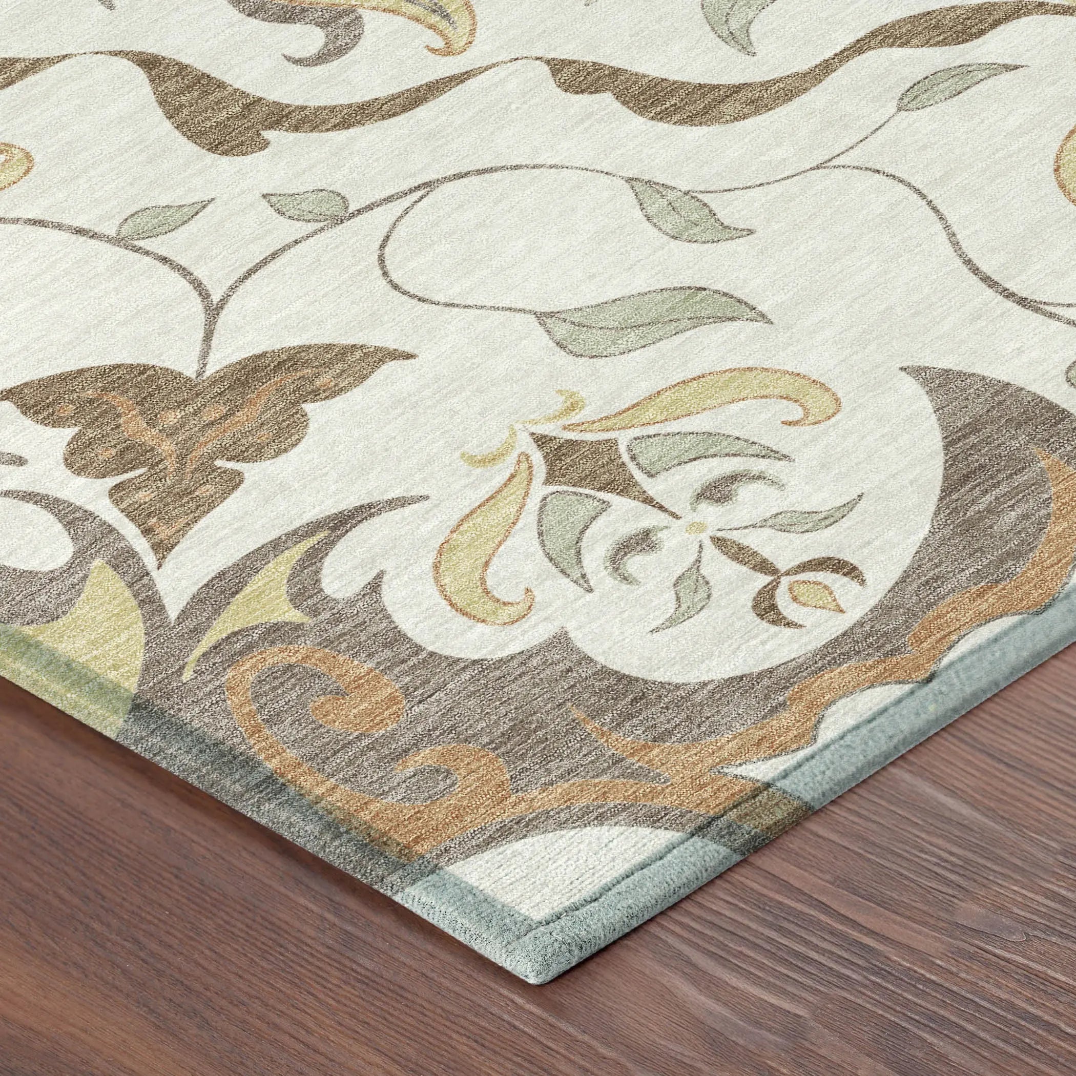3' X 5' Ivory And Taupe Damask Washable Indoor Outdoor Area Rug Homeroots Outdoor