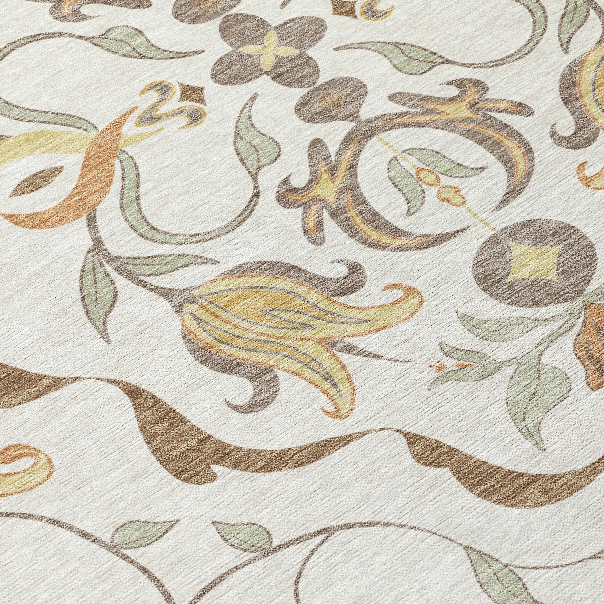 3' X 5' Ivory And Taupe Damask Washable Indoor Outdoor Area Rug Homeroots Outdoor