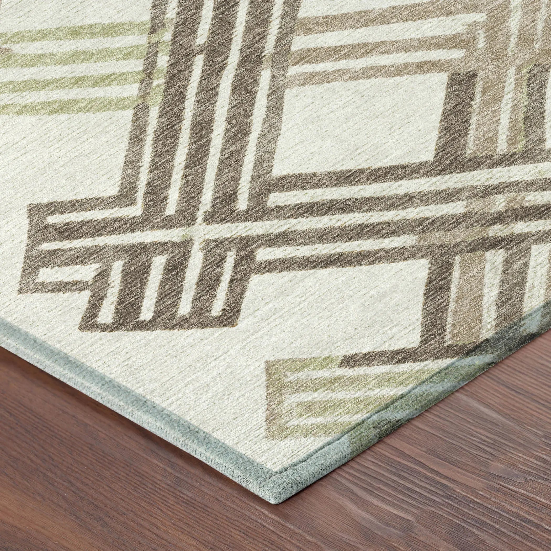 3' X 5' Ivory And Taupe Geometric Washable Indoor Outdoor Area Rug Homeroots Outdoor