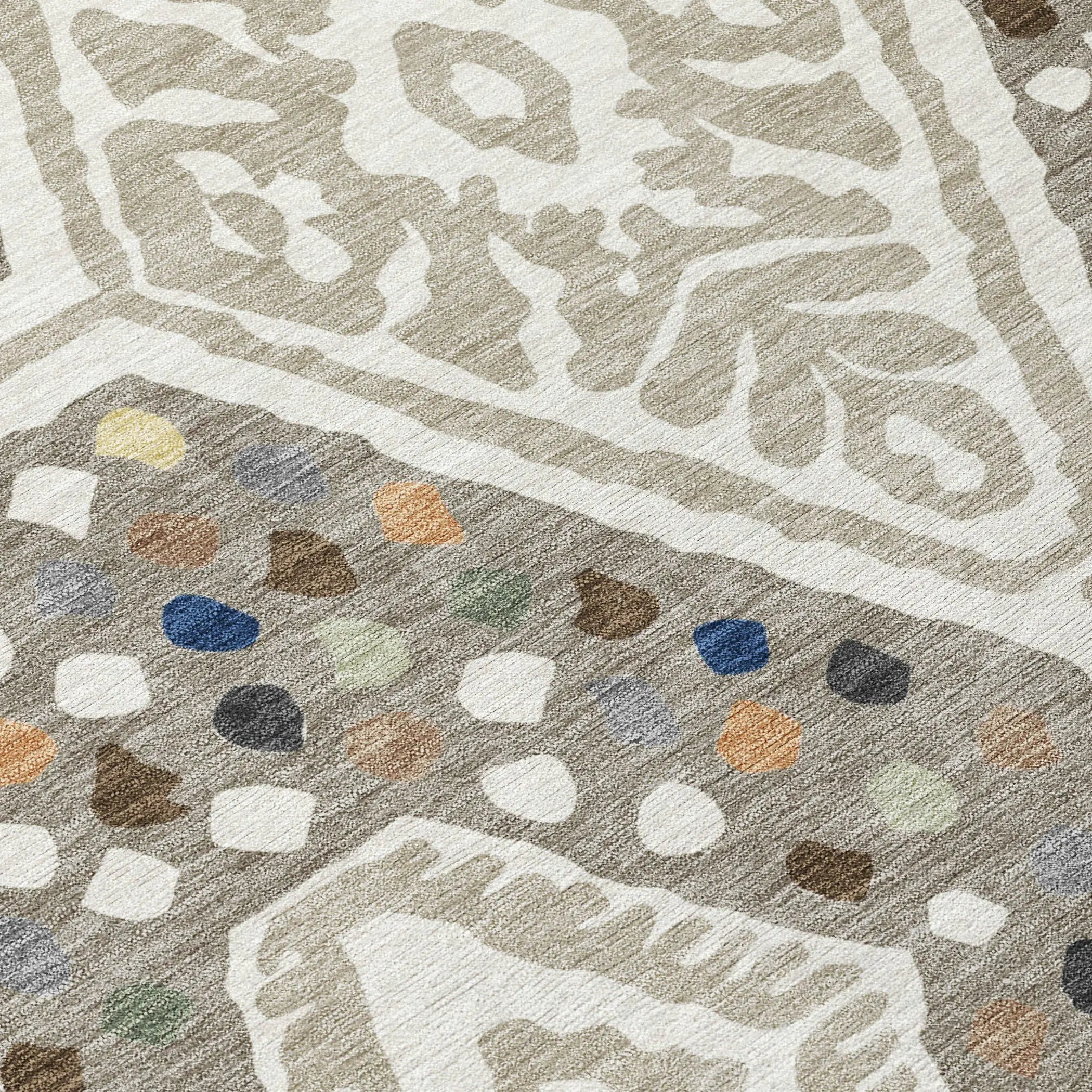 3' X 5' Ivory And Taupe Tribal Washable Indoor Outdoor Area Rug Homeroots Outdoor