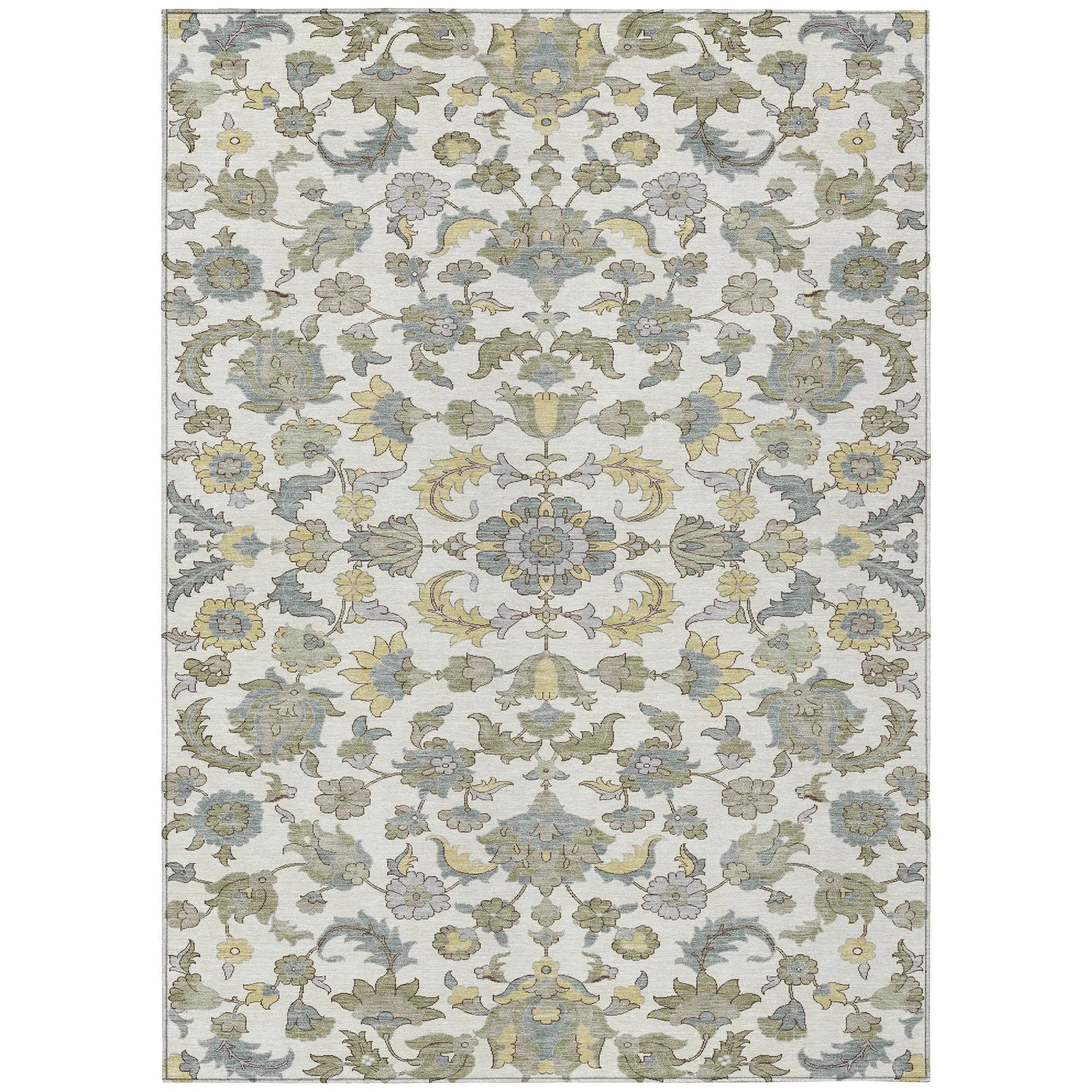 3' X 5' Ivory And Wheat Floral Medallion Washable Indoor Outdoor Area Rug Homeroots Outdoor