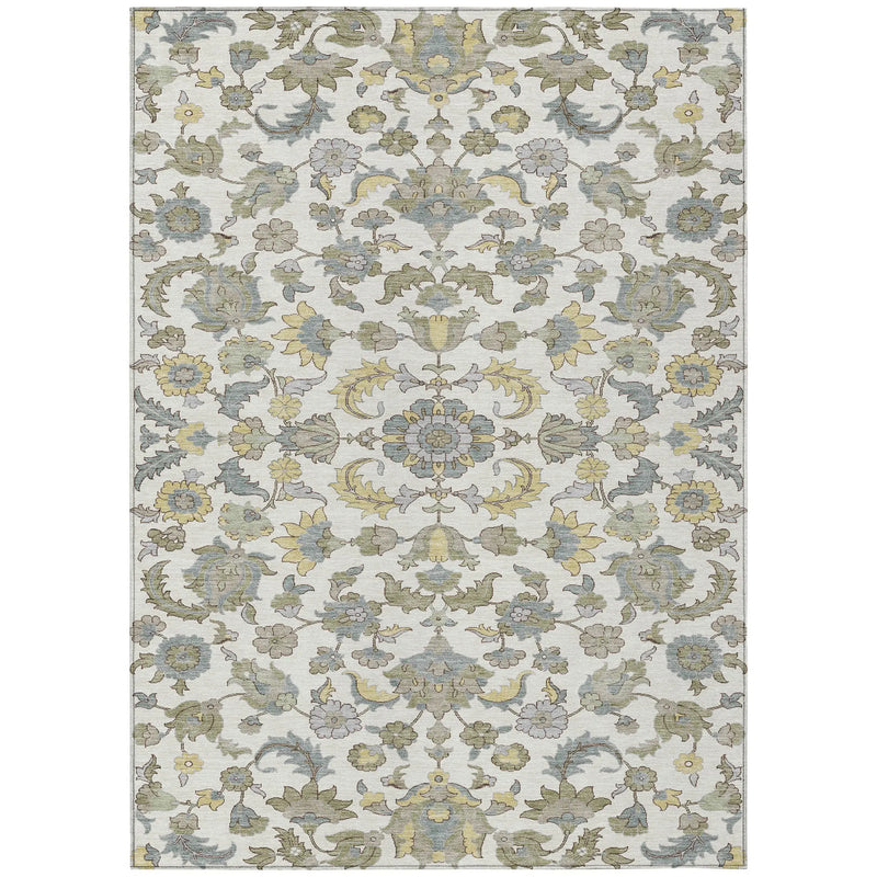 3' X 5' Ivory And Wheat Floral Medallion Washable Indoor Outdoor Area Rug Homeroots Outdoor