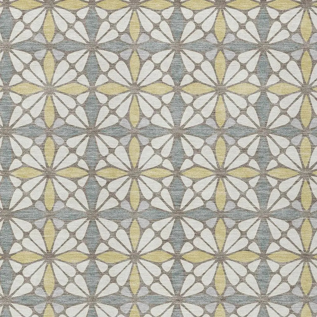 3' X 5' Ivory And Wheat Geometric Washable Indoor Outdoor Area Rug Homeroots Outdoor