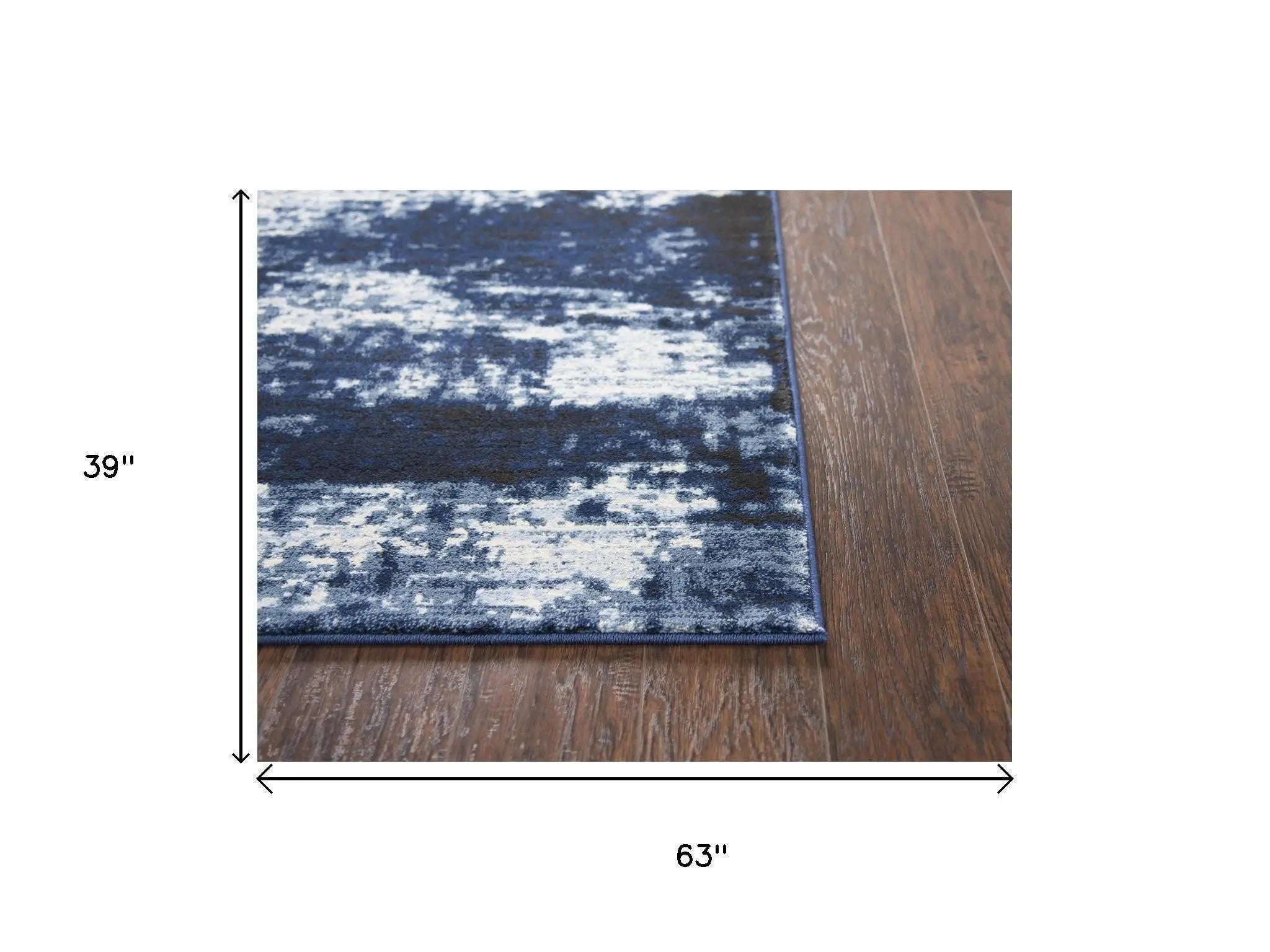 3' X 5' Ivory Blue Light Blue And Dark Blue Abstract Area Rug Homeroots Home Decor