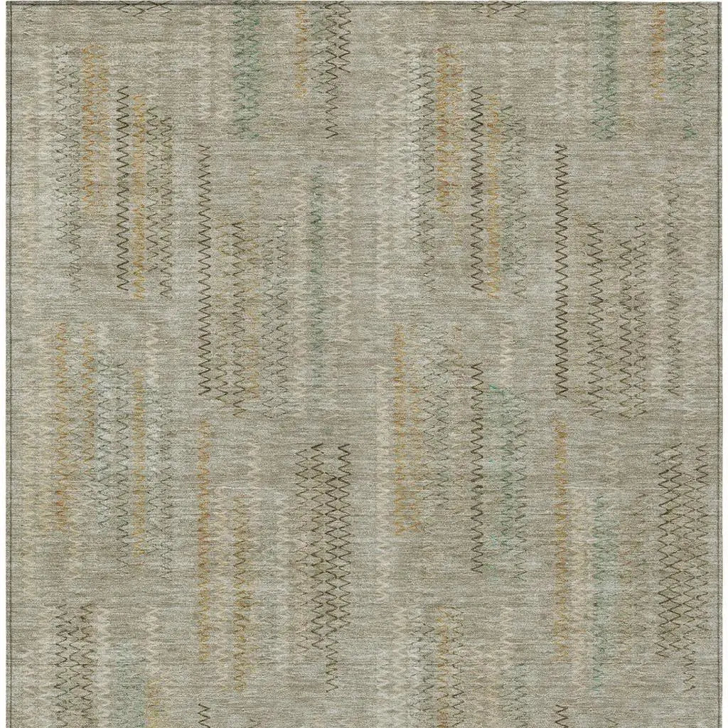 3' X 5' Khaki And Brown Abstract Washable Indoor Outdoor Area Rug Homeroots Outdoor