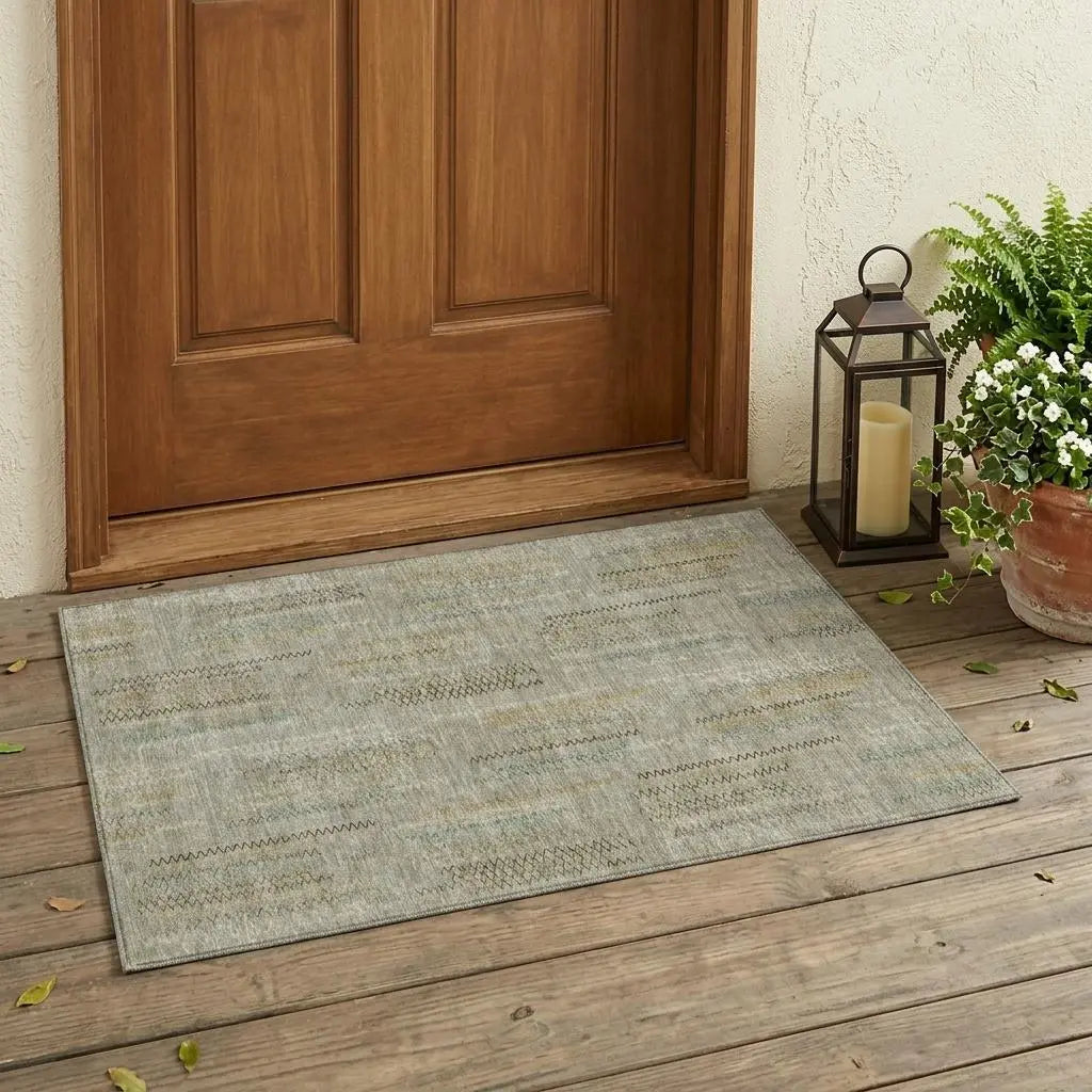 3' X 5' Khaki And Brown Abstract Washable Indoor Outdoor Area Rug Homeroots Outdoor