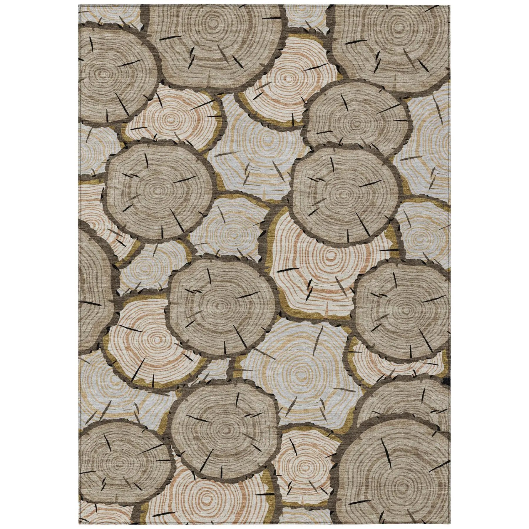 3' X 5' Khaki And Brown Faux Bois Washable Indoor Outdoor Area Rug Homeroots Outdoor