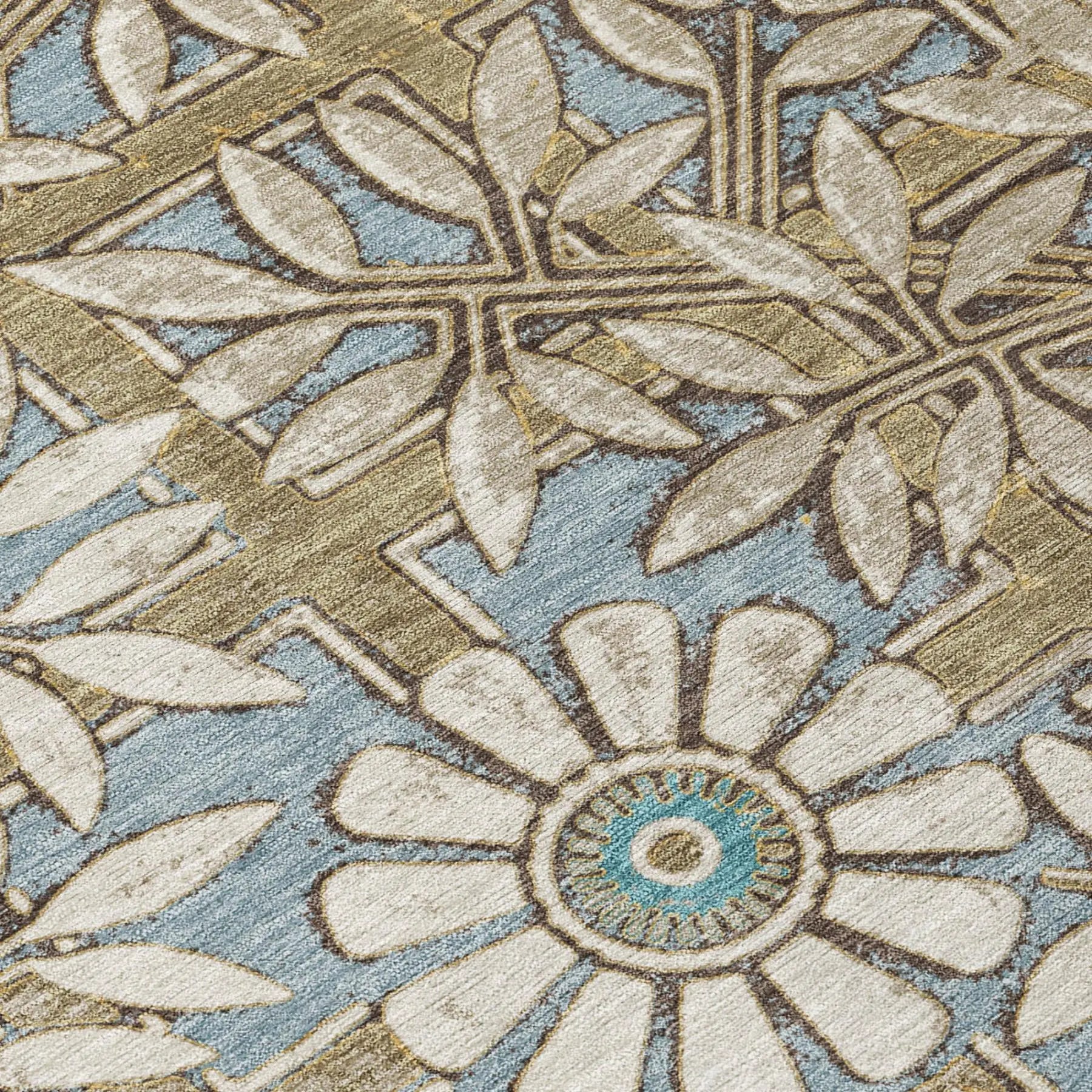3' X 5' Khaki And Brown Floral Washable Indoor Outdoor Area Rug Homeroots Outdoor