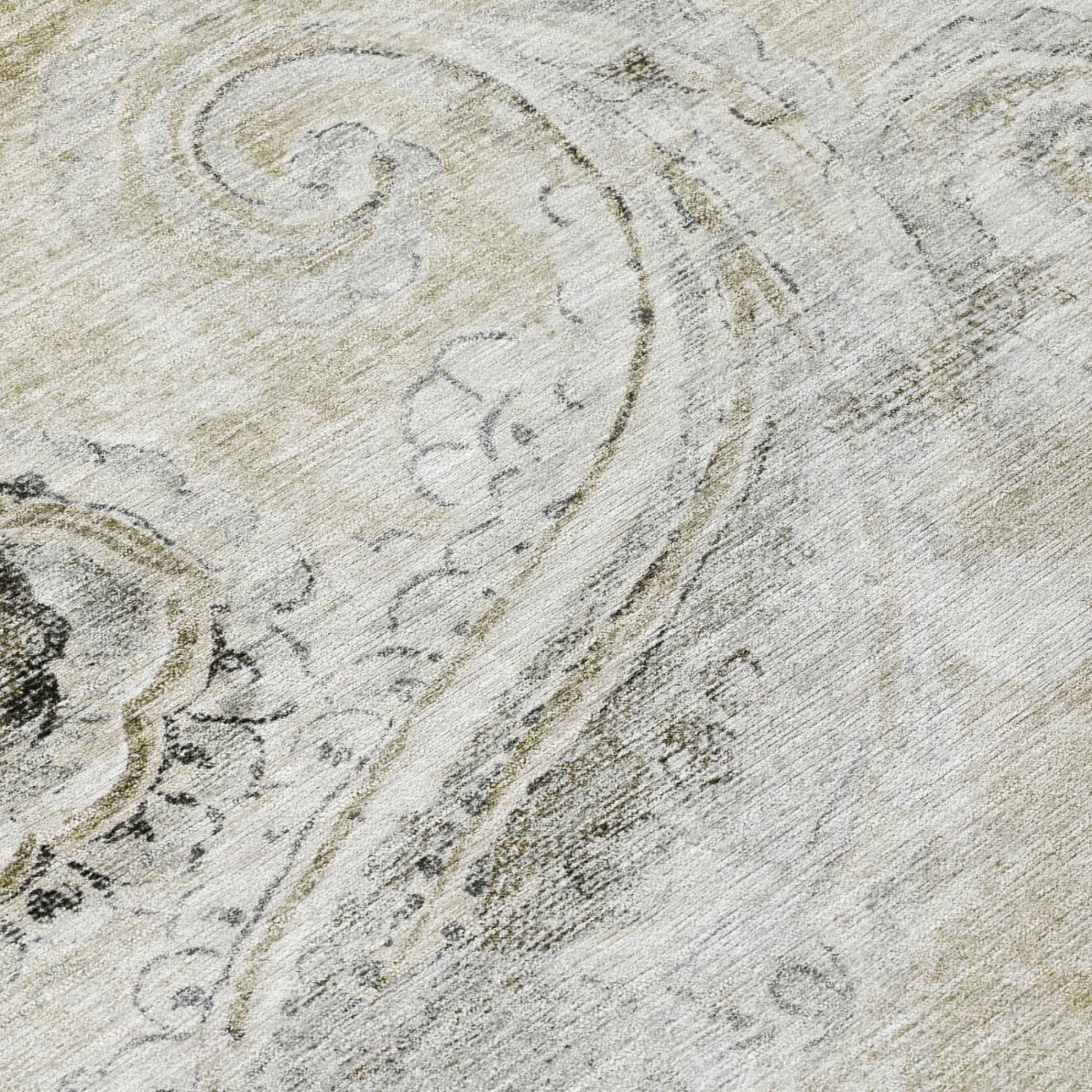 3' X 5' Khaki And Brown Paisley Washable Indoor Outdoor Area Rug Homeroots Outdoor