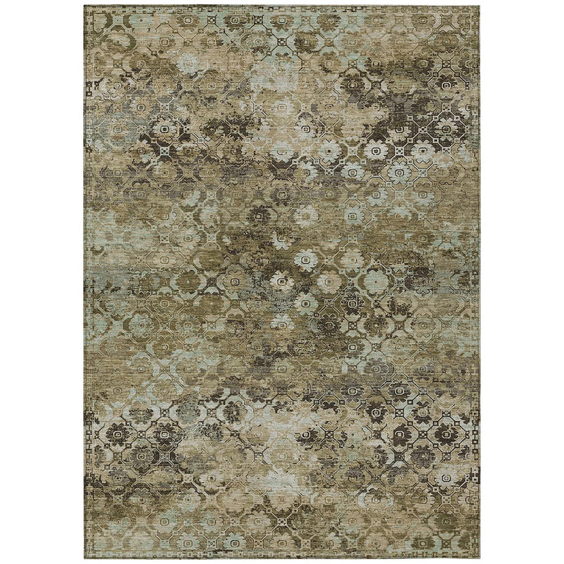 3' X 5' Khaki And Olive Green Abstract Washable Indoor Outdoor Area Rug Homeroots Outdoor