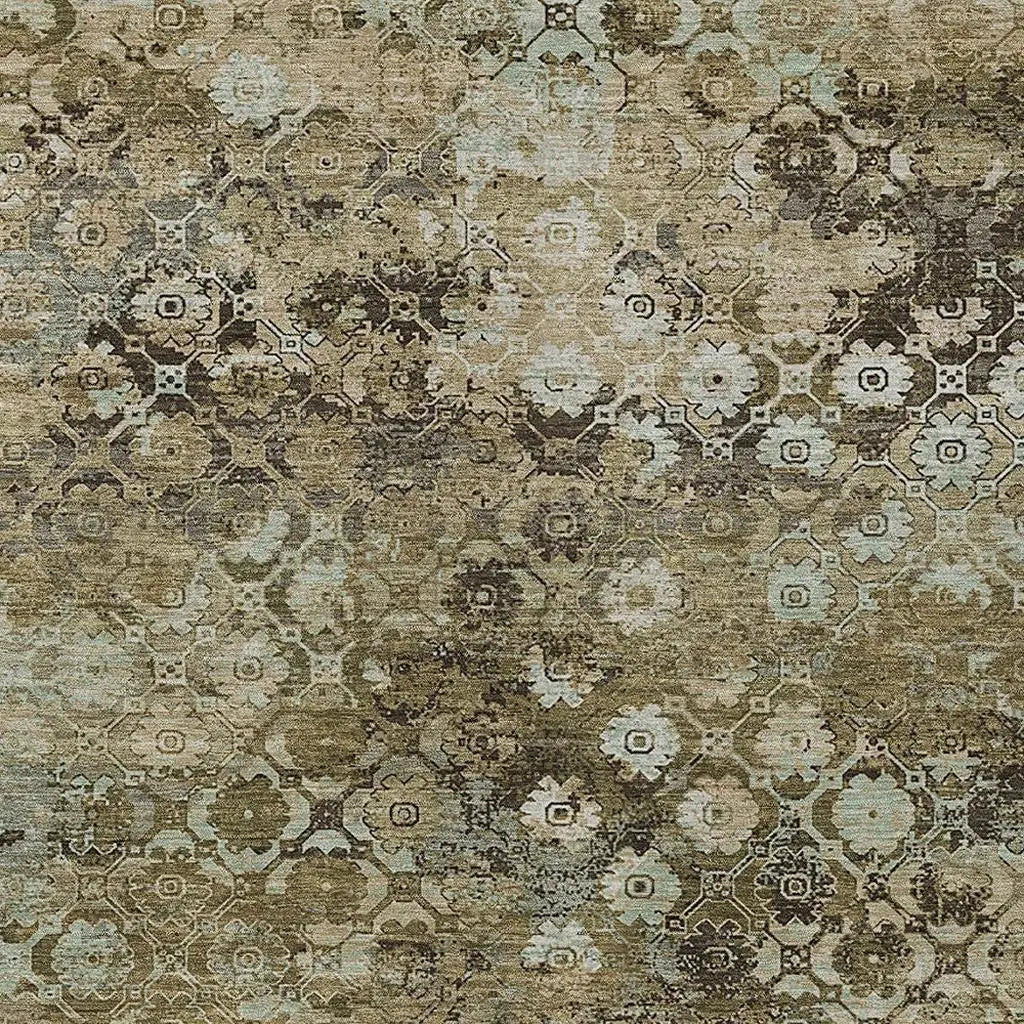 3' X 5' Khaki And Olive Green Abstract Washable Indoor Outdoor Area Rug Homeroots Outdoor