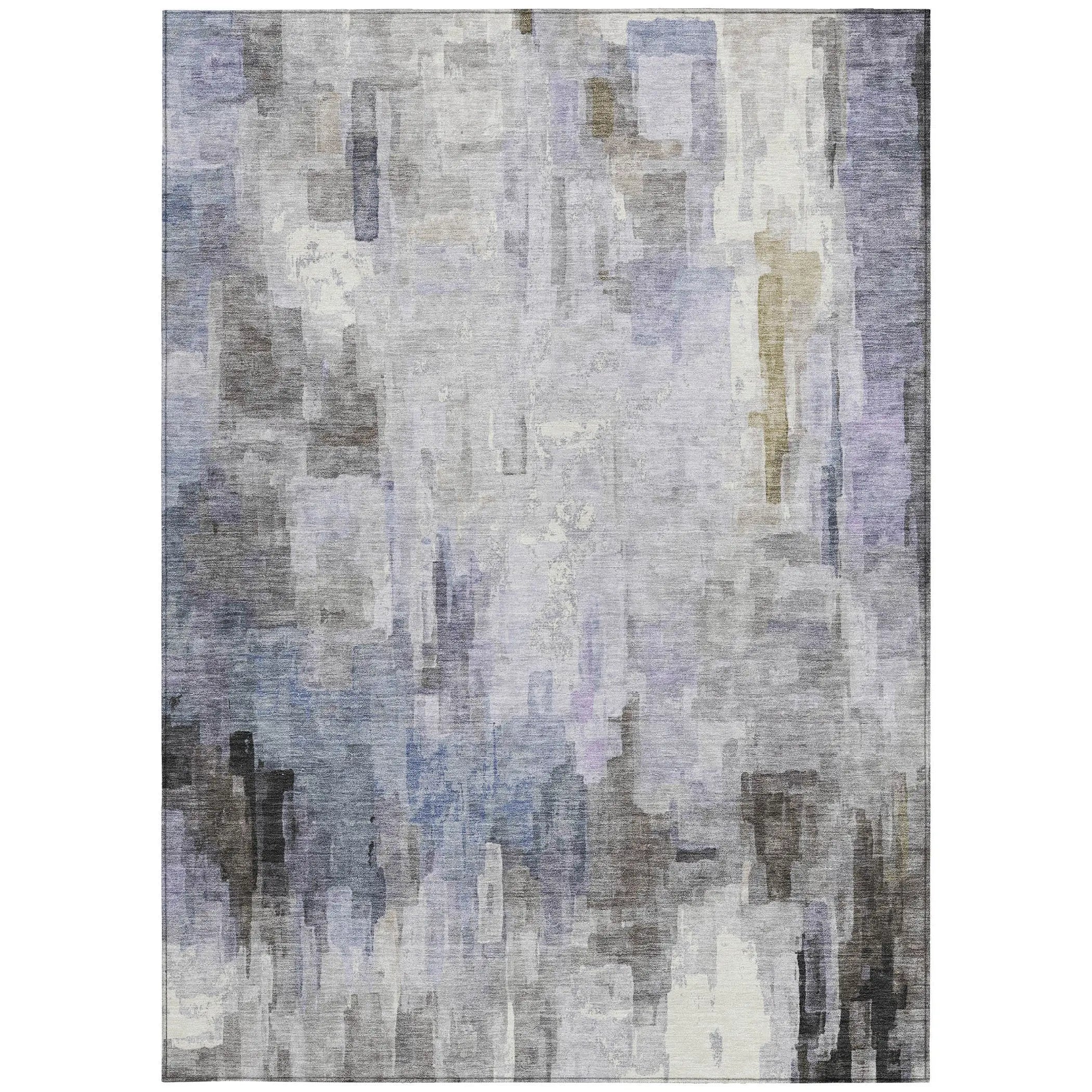 3' X 5' Lavender And Gray Abstract Washable Indoor Outdoor Area Rug Homeroots Outdoor