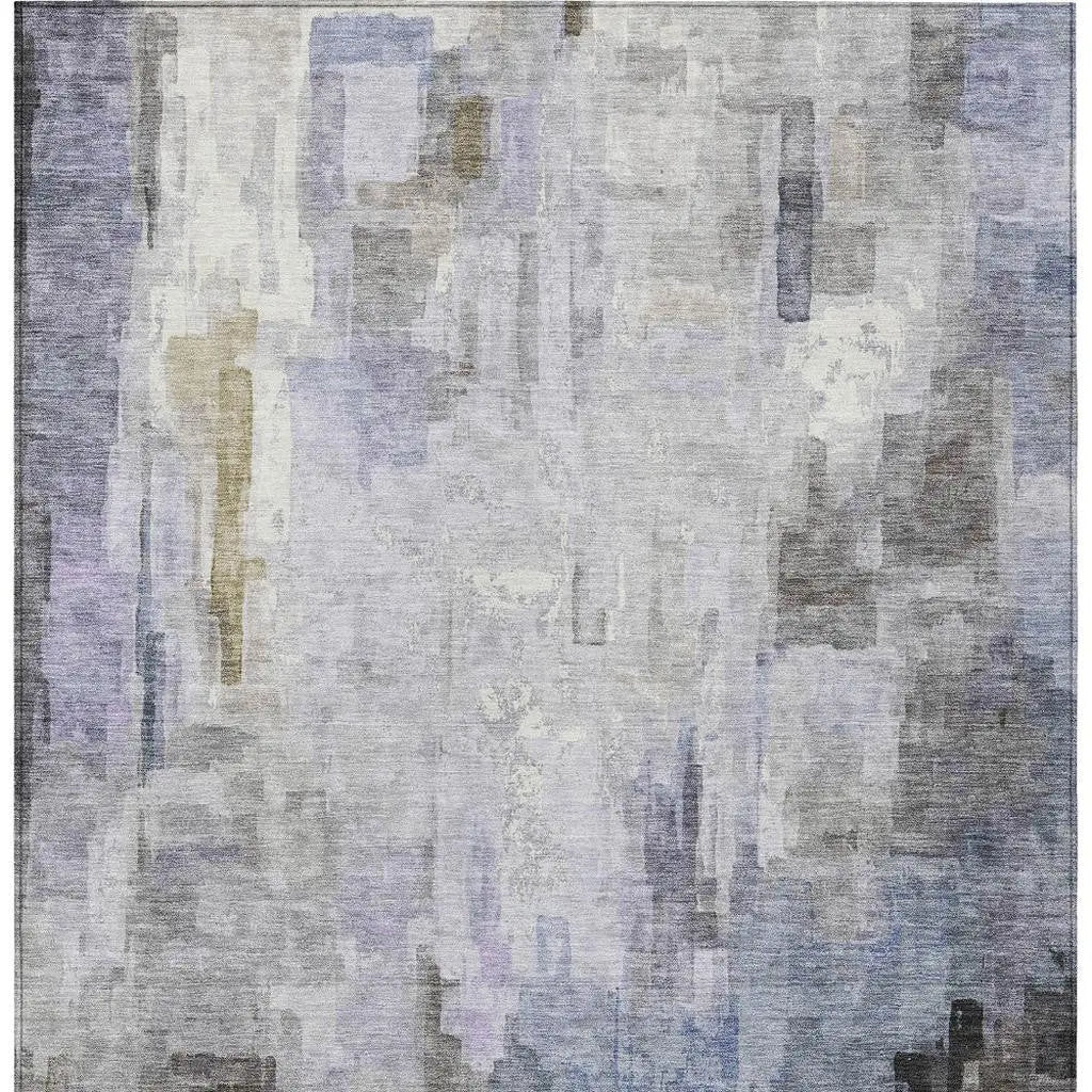 3' X 5' Lavender And Gray Abstract Washable Indoor Outdoor Area Rug Homeroots Outdoor