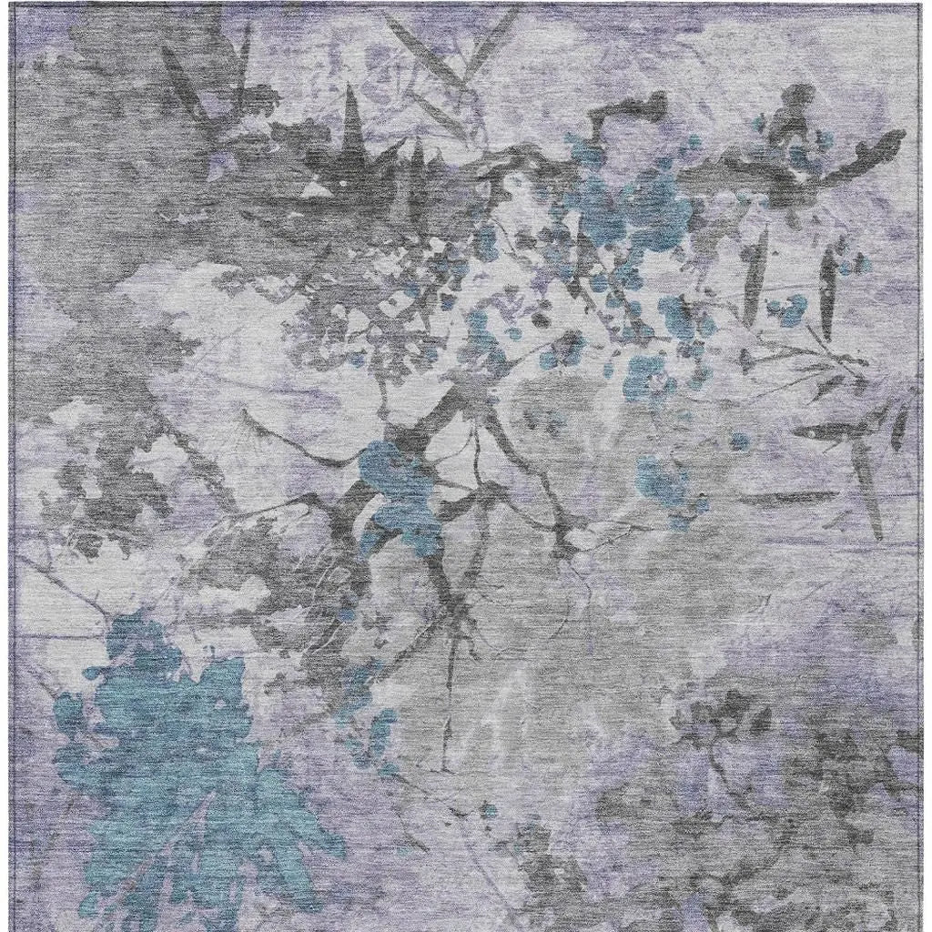 3' X 5' Lavender And Ivory Abstract Washable Indoor Outdoor Area Rug Homeroots Outdoor